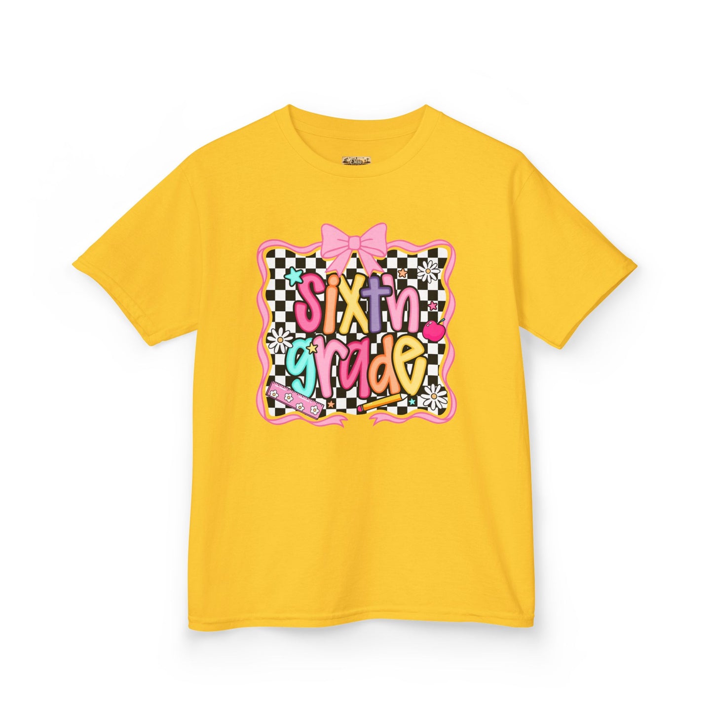 Sixth Grade Kids T‑Shirt - Colorful Checkerboard Back-to-School Tee