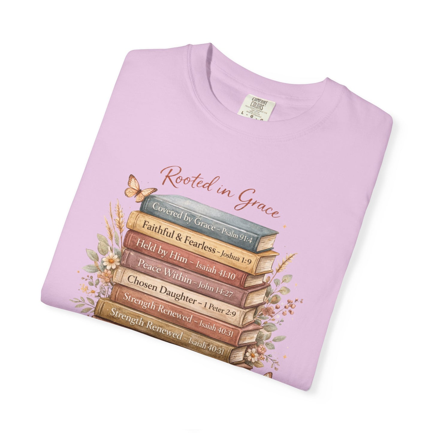 Mama of Faith Book Stack T‑Shirt — Rooted in Grace Christian Mother's Tee