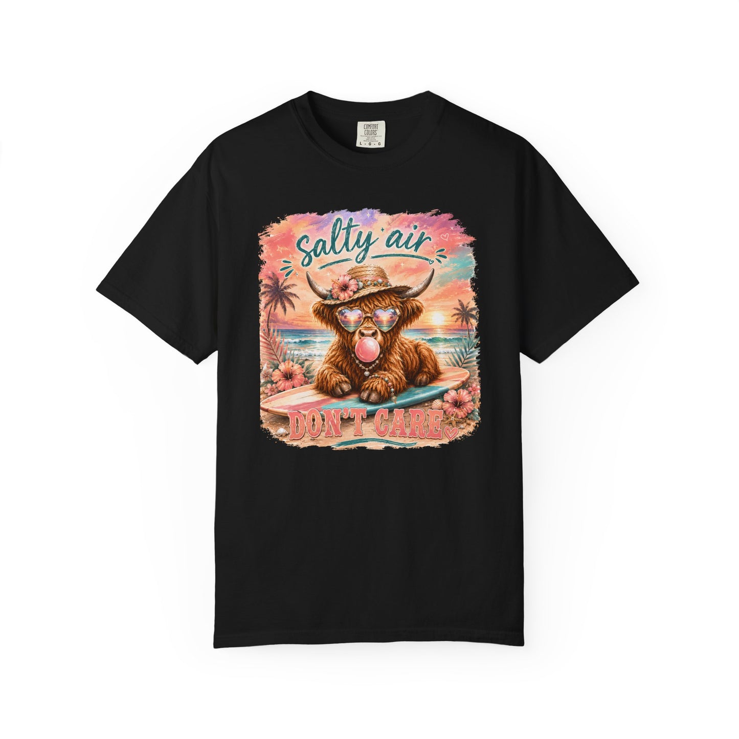 Salty Air "Don't Care" Beach Cow Graphic T-Shirt