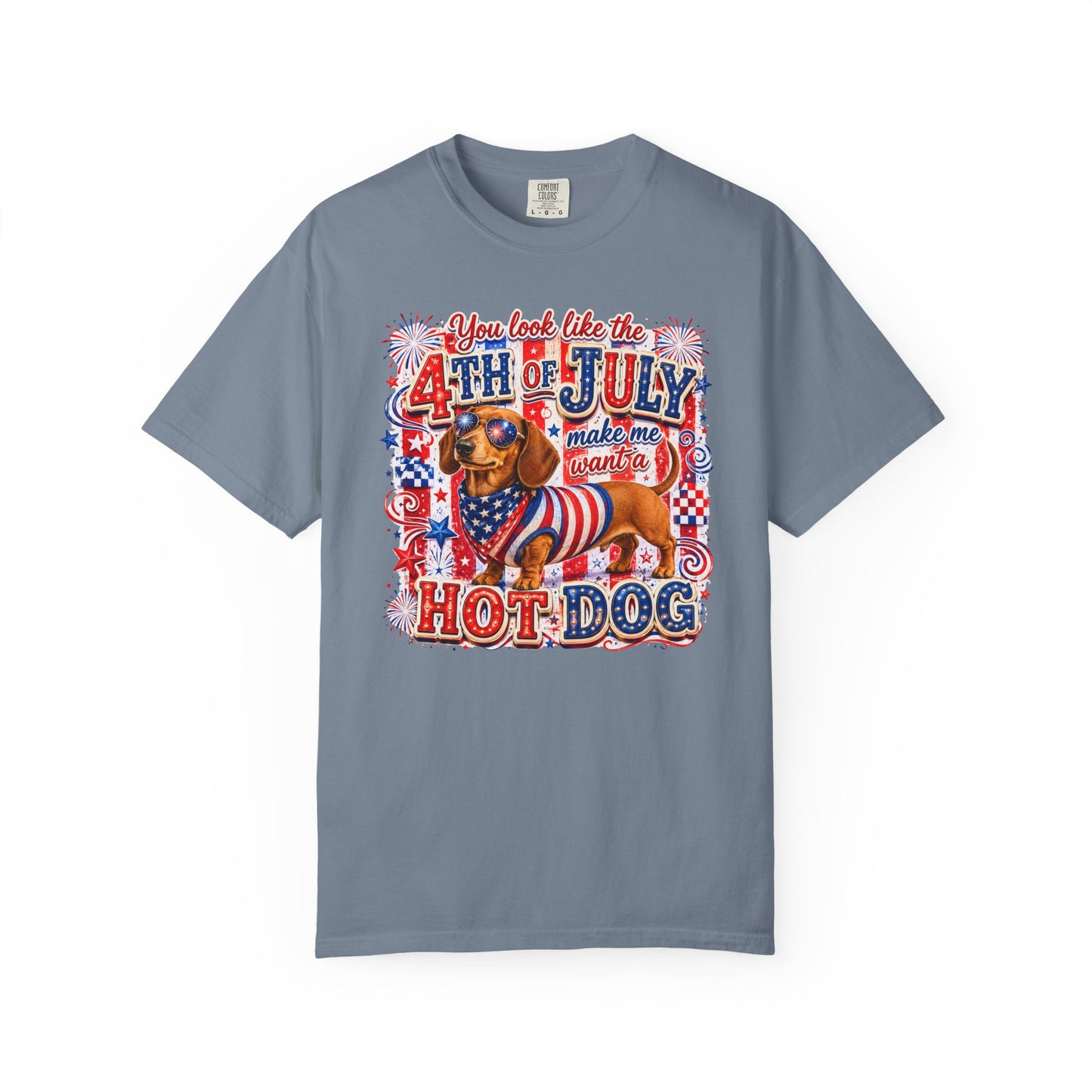 4th of July Hot Dog Dachshund T-Shirt – Patriotic Funny BBQ Tee