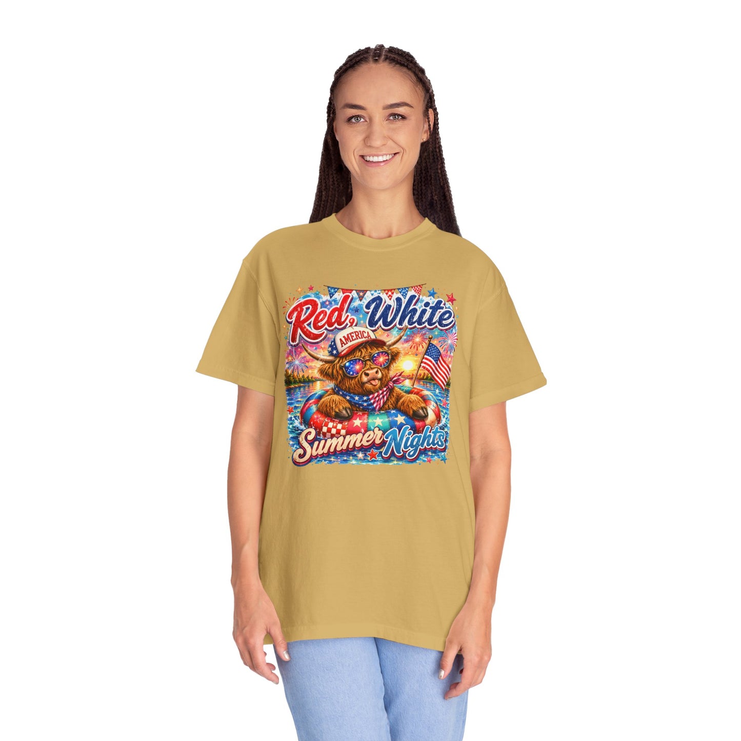 Red, White & Summer Nights T-Shirt — Patriotic Fourth of July Bear Graphic Tee
