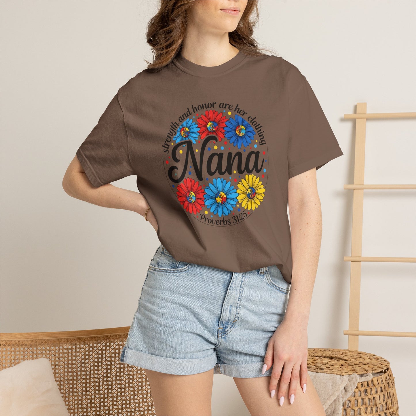 Nana Floral Proverbs T-Shirt — “Strength and Honor” Grandma Gift