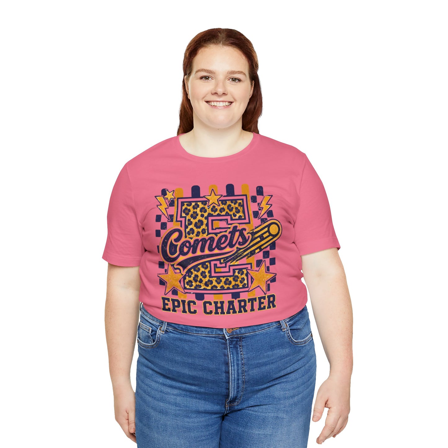 Comets Epic Charter Baseball T-Shirt — Leopard Letter Sports Tee