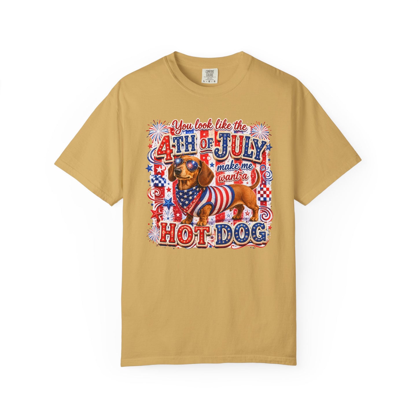 4th of July Hot Dog Dachshund T-Shirt – Patriotic Funny BBQ Tee