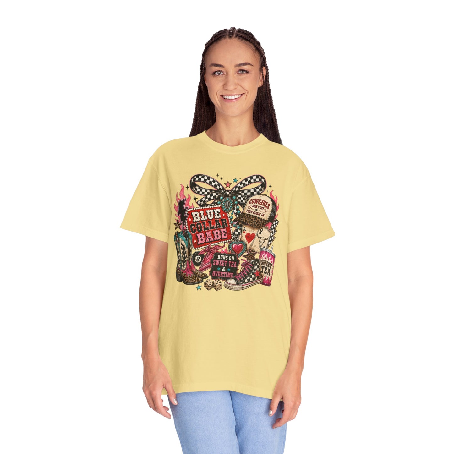 Blue Collar Babe T-Shirt — Retro Cowgirl Graphic Tee