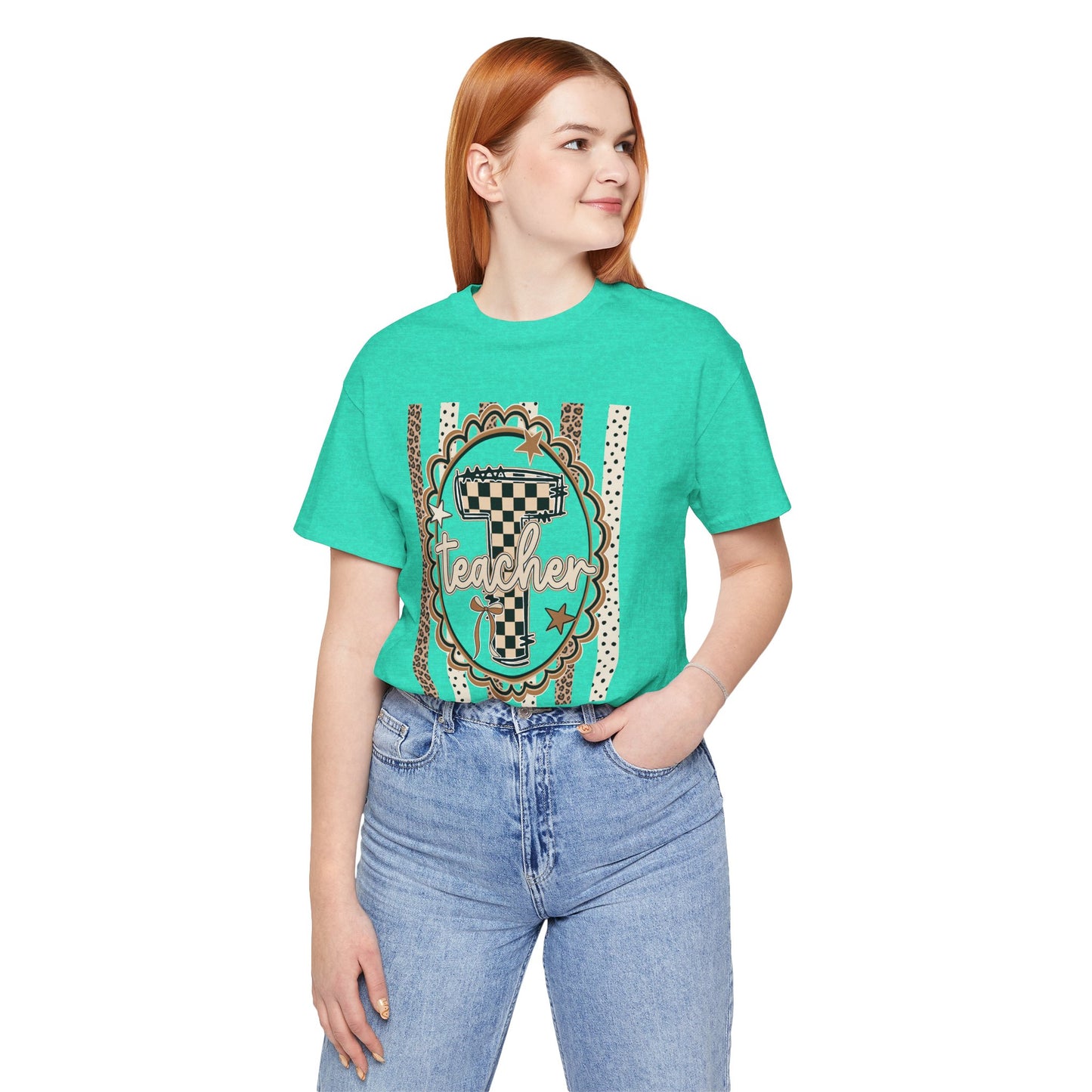 Teacher Monogram Tee — Number 1 Checkered Design