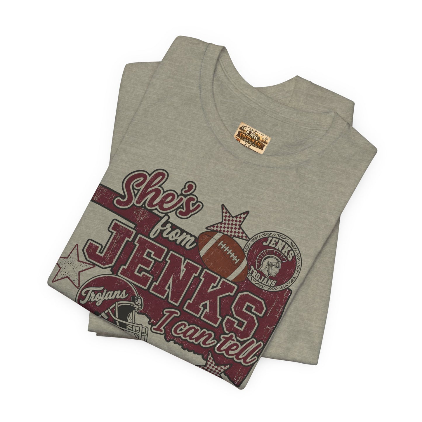 She's from Jenks Tee — Vintage High School Football Graphic T-Shirt