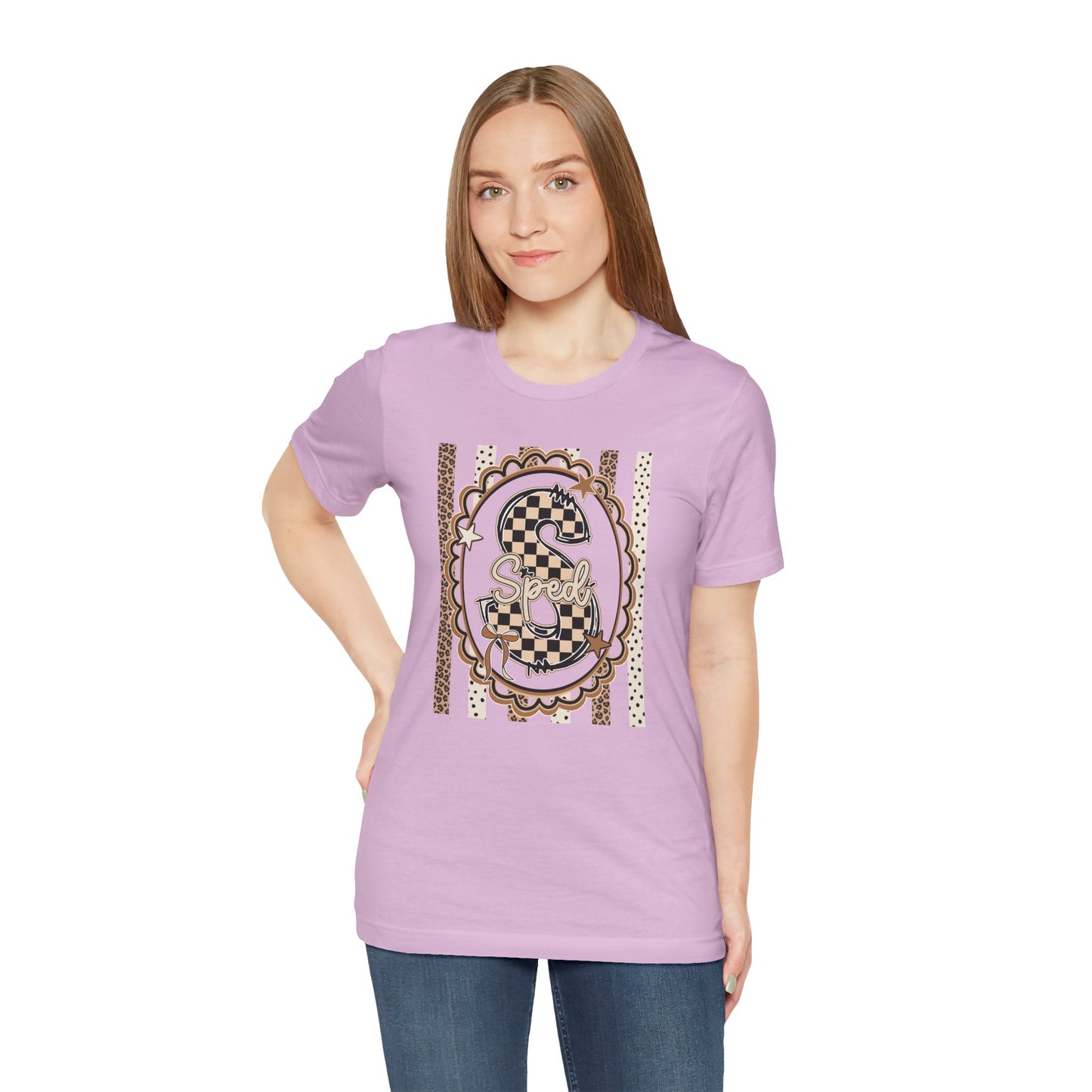 Sped S Monogram Tee — Checkerboard Leopard Graphic T-Shirt