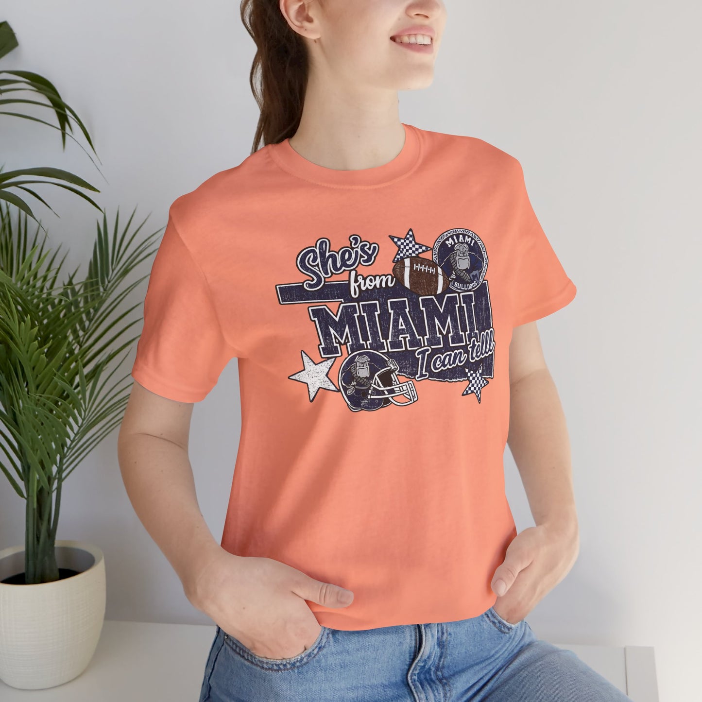She's From Miami Graphic Tee — Retro Football Fan Shirt
