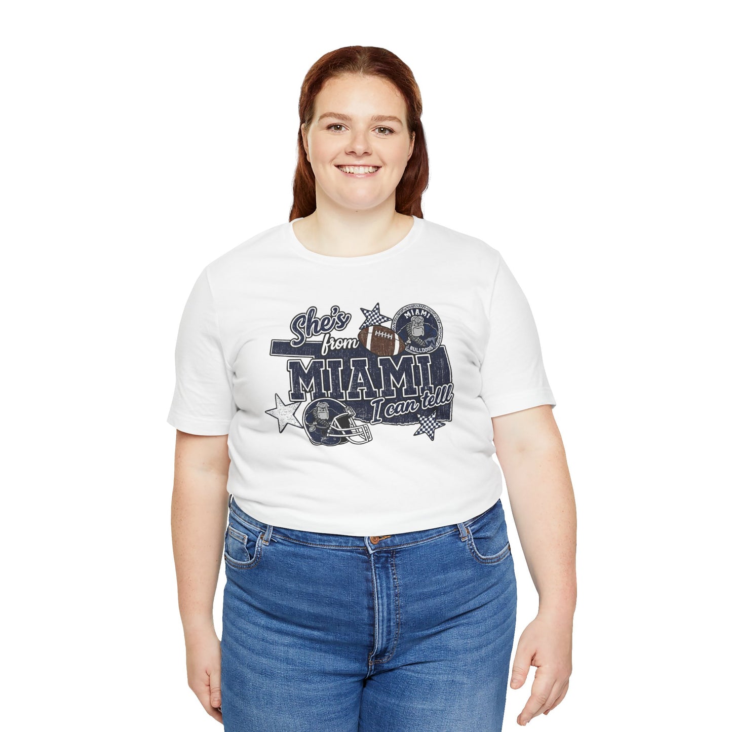 She's From Miami Graphic Tee — Retro Football Fan Shirt