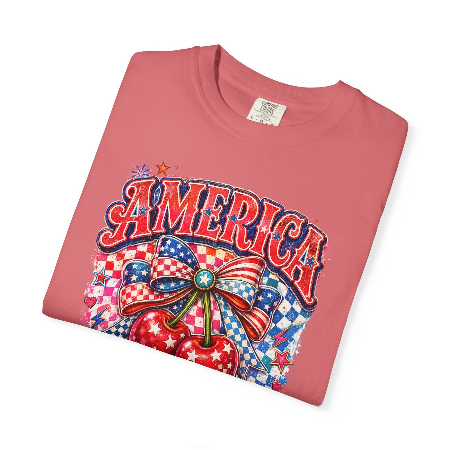 America Cherry Graphic T-Shirt — Patriotic 4th of July Tee