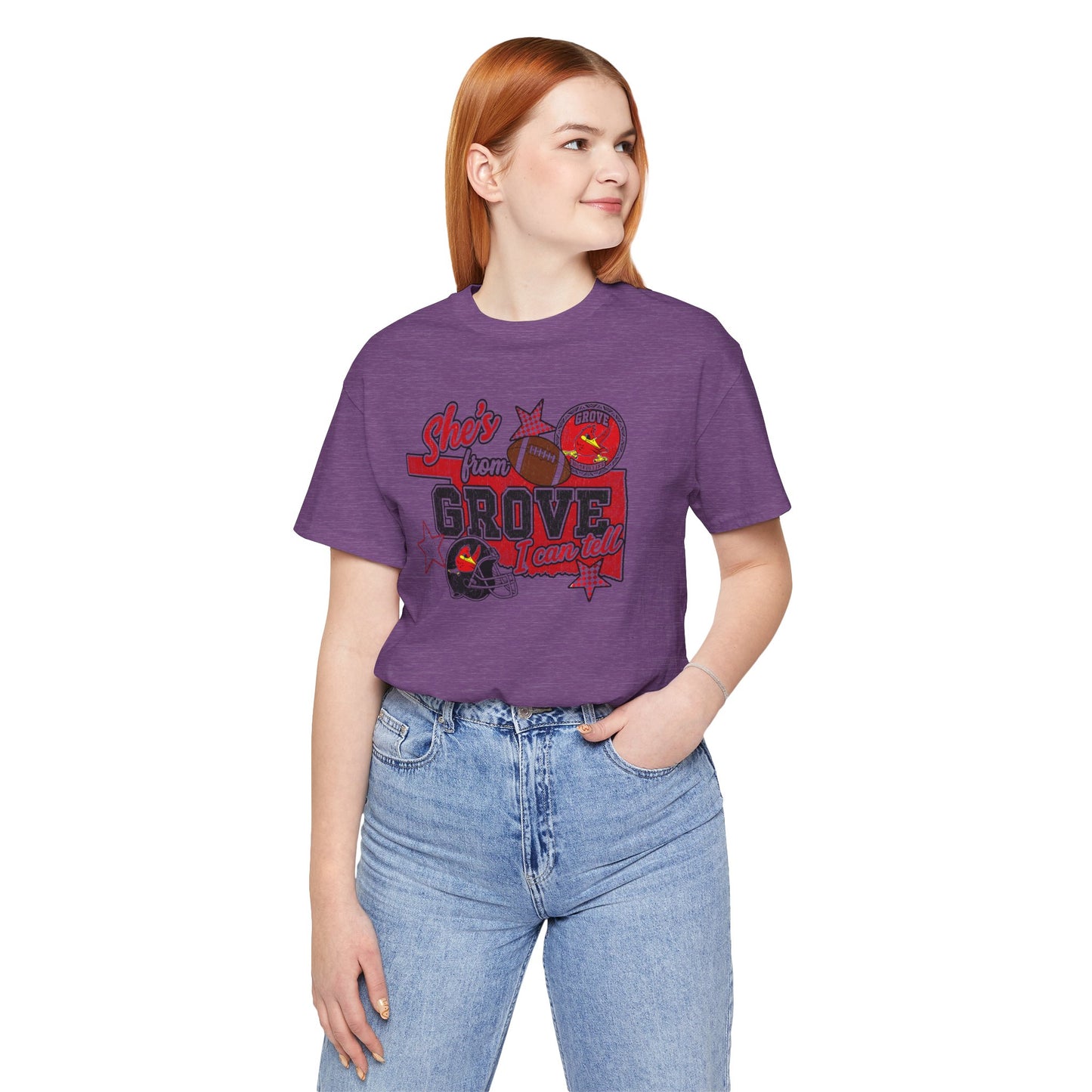 She's From Grove I Can Tell T-Shirt — Grove Football Fan Tee