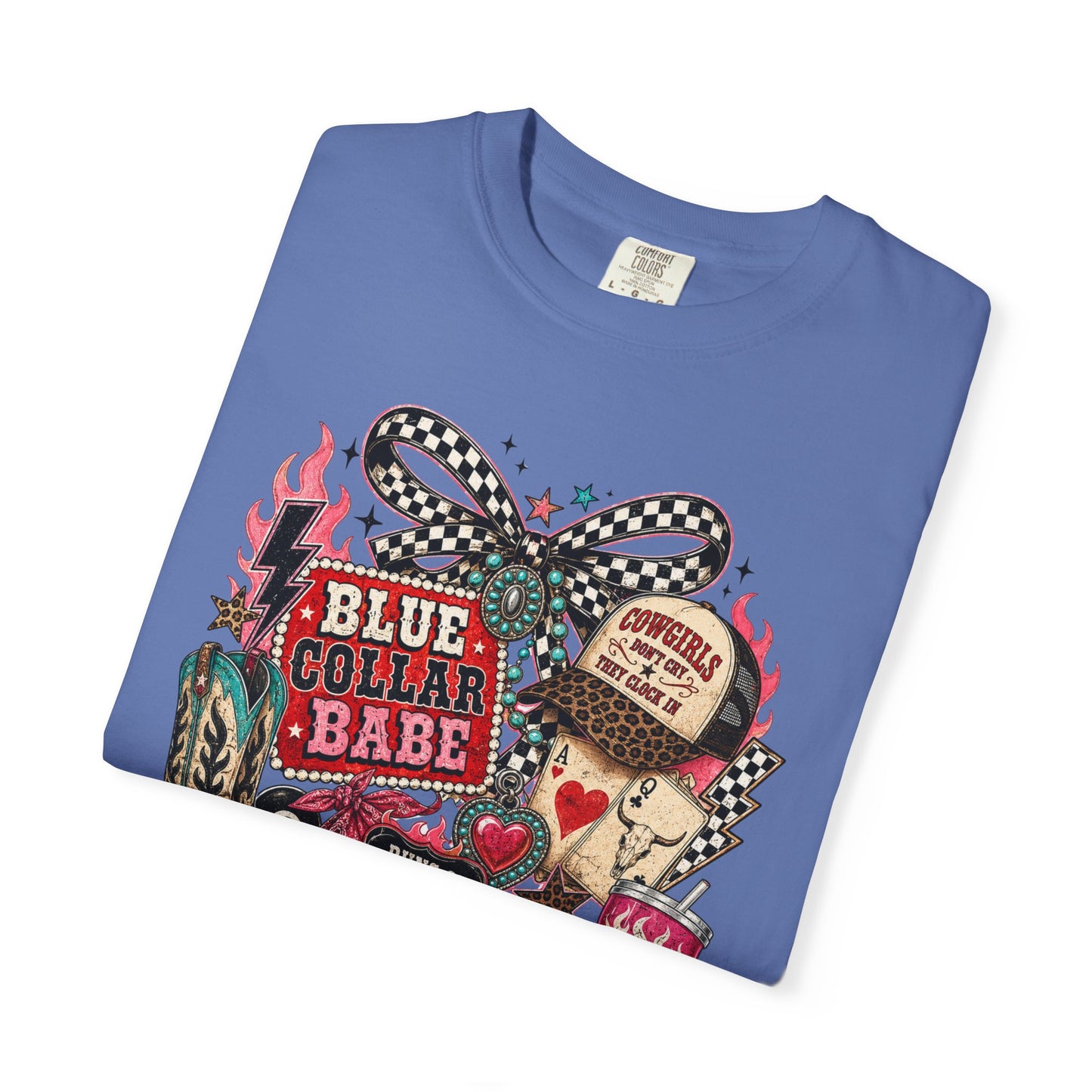 Blue Collar Babe T-Shirt — Retro Cowgirl Graphic Tee