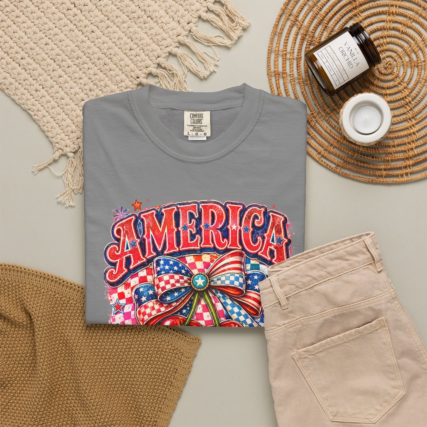 America Cherry Graphic T-Shirt — Patriotic 4th of July Tee