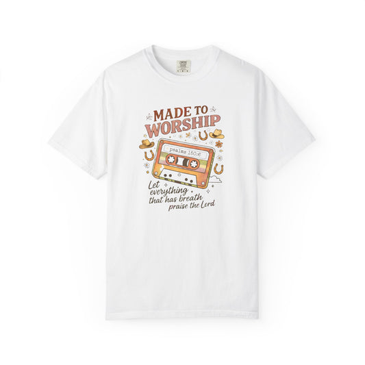 Made to Worship T-Shirt — Retro Cassette Christian Worship Tee