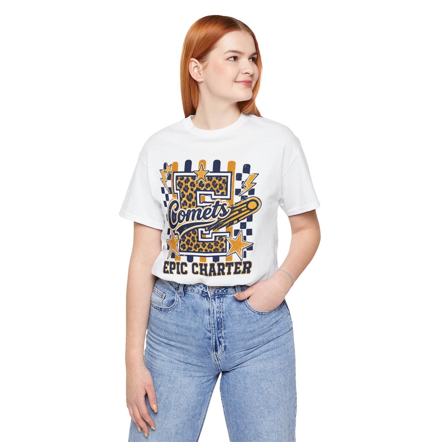 Comets Epic Charter Baseball T-Shirt — Leopard Letter Sports Tee