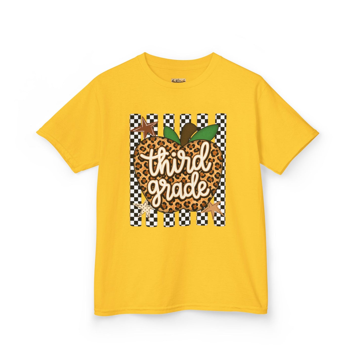 Third Grade Leopard Apple Kids T‑Shirt