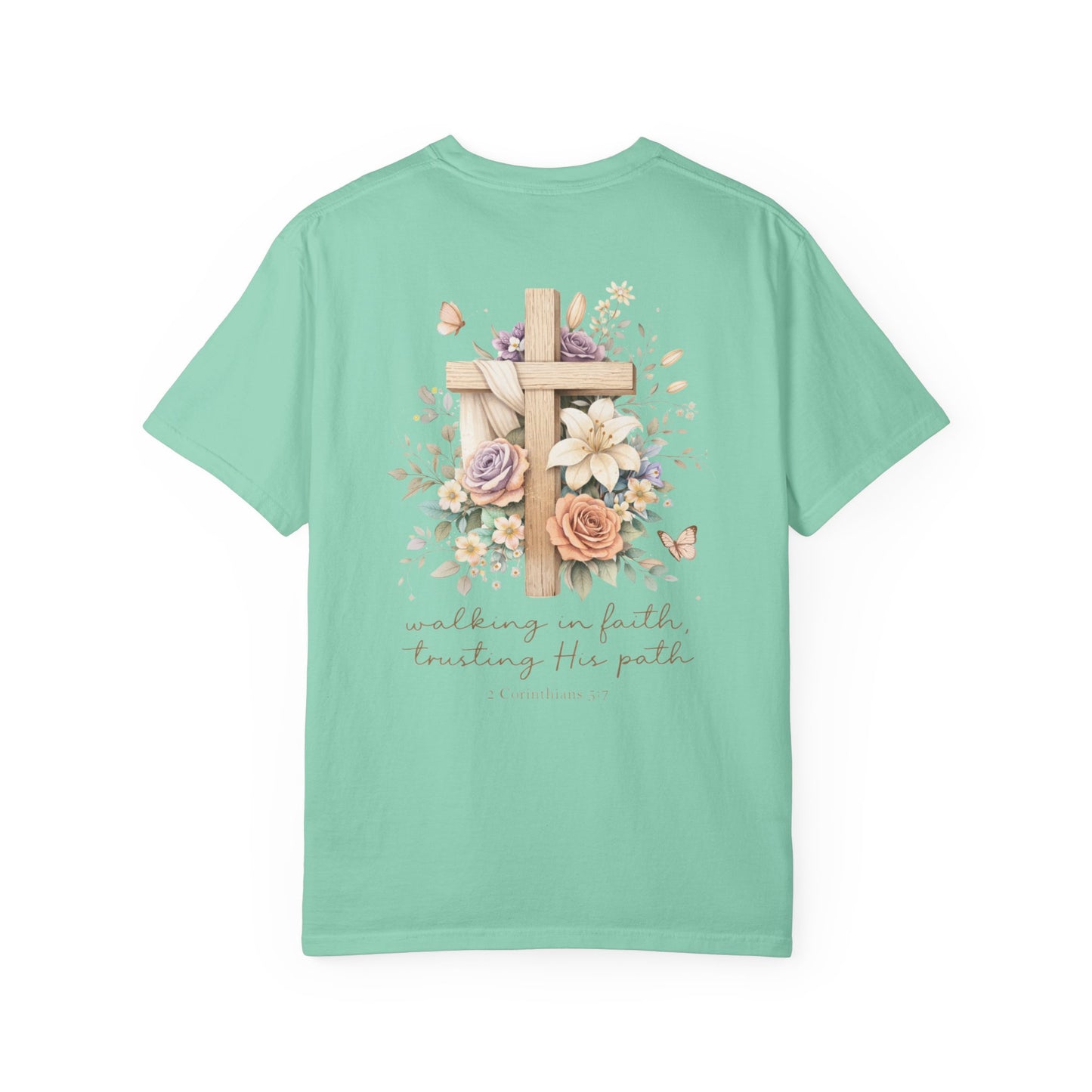 Jesus Is the Light T-Shirt — Floral Cross Christian Tee (Walking in Faith)