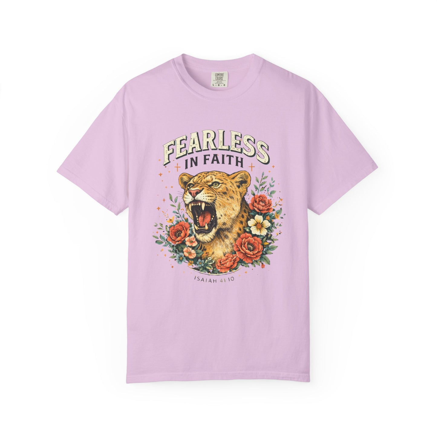 Fearless in Faith Lion T-Shirt — Floral Vintage Christian Graphic Tee