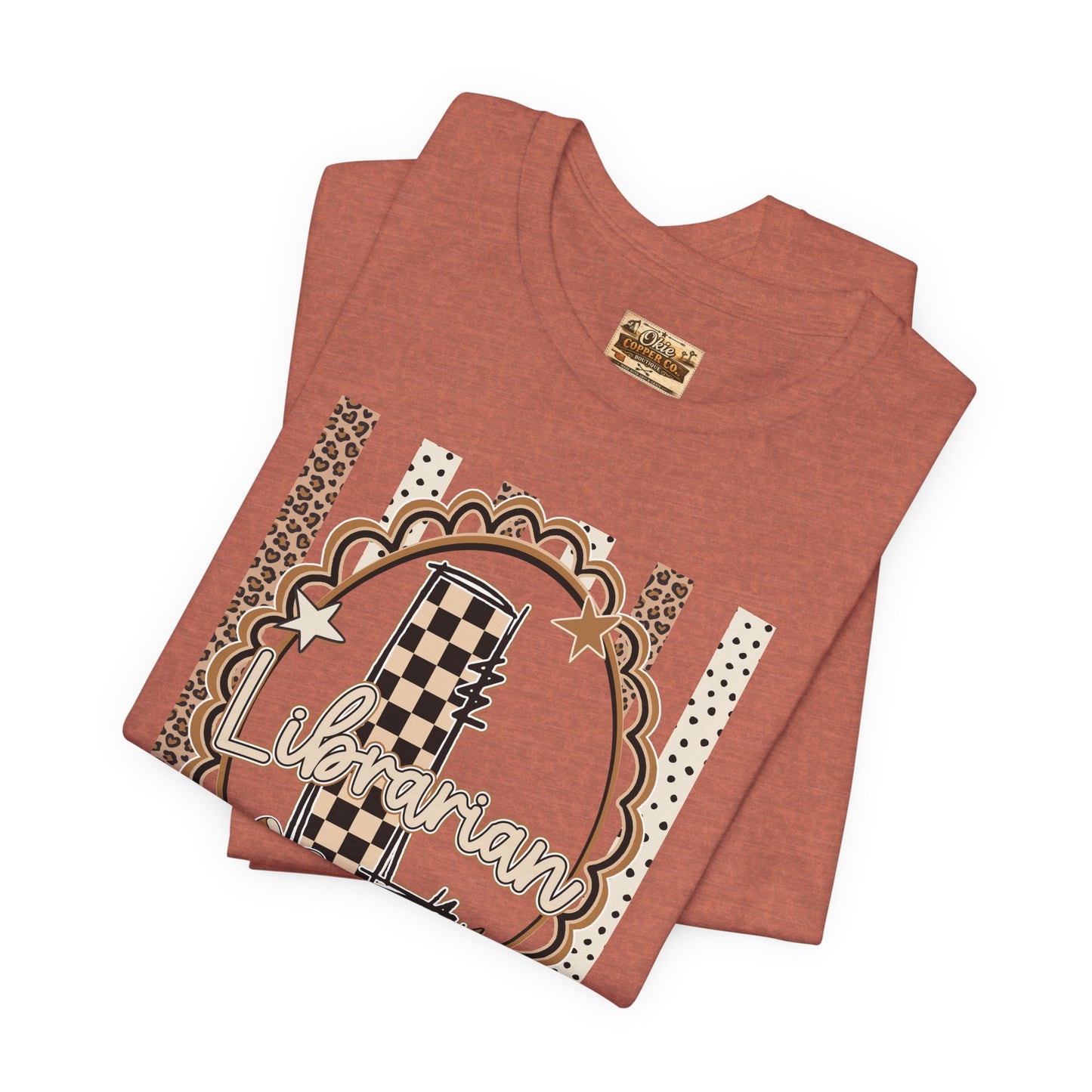 Librarian Checkerboard Letter L Tee — Vintage Booklover Graphic T-Shirt