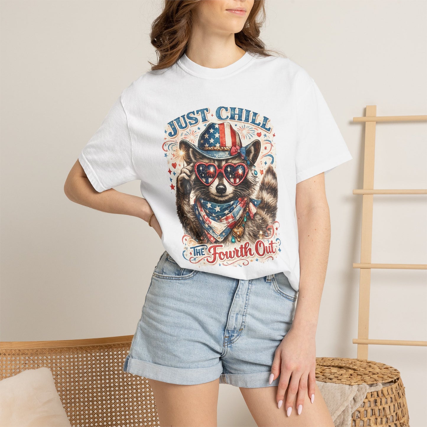 Fourth of July Raccoon T-Shirt — "Just Chill The Fourth Out" Patriotic Tee