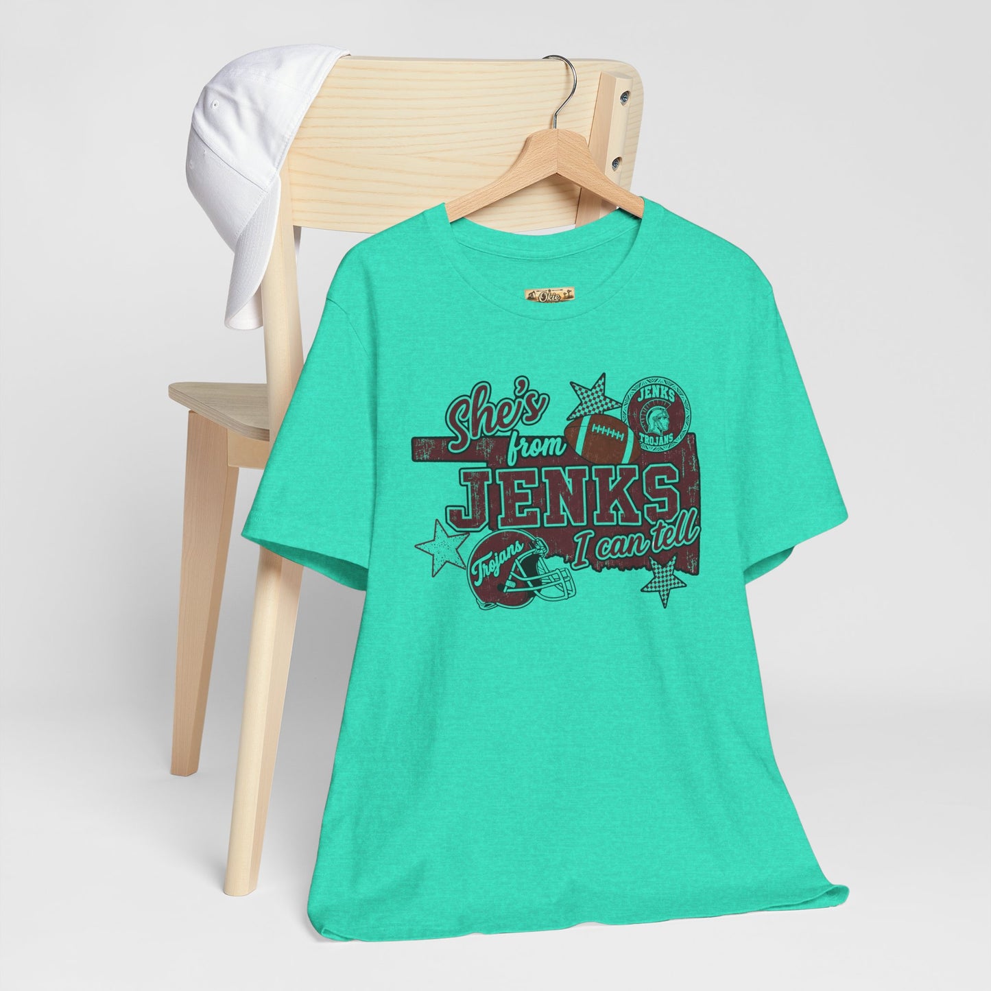She's from Jenks Tee — Vintage High School Football Graphic T-Shirt