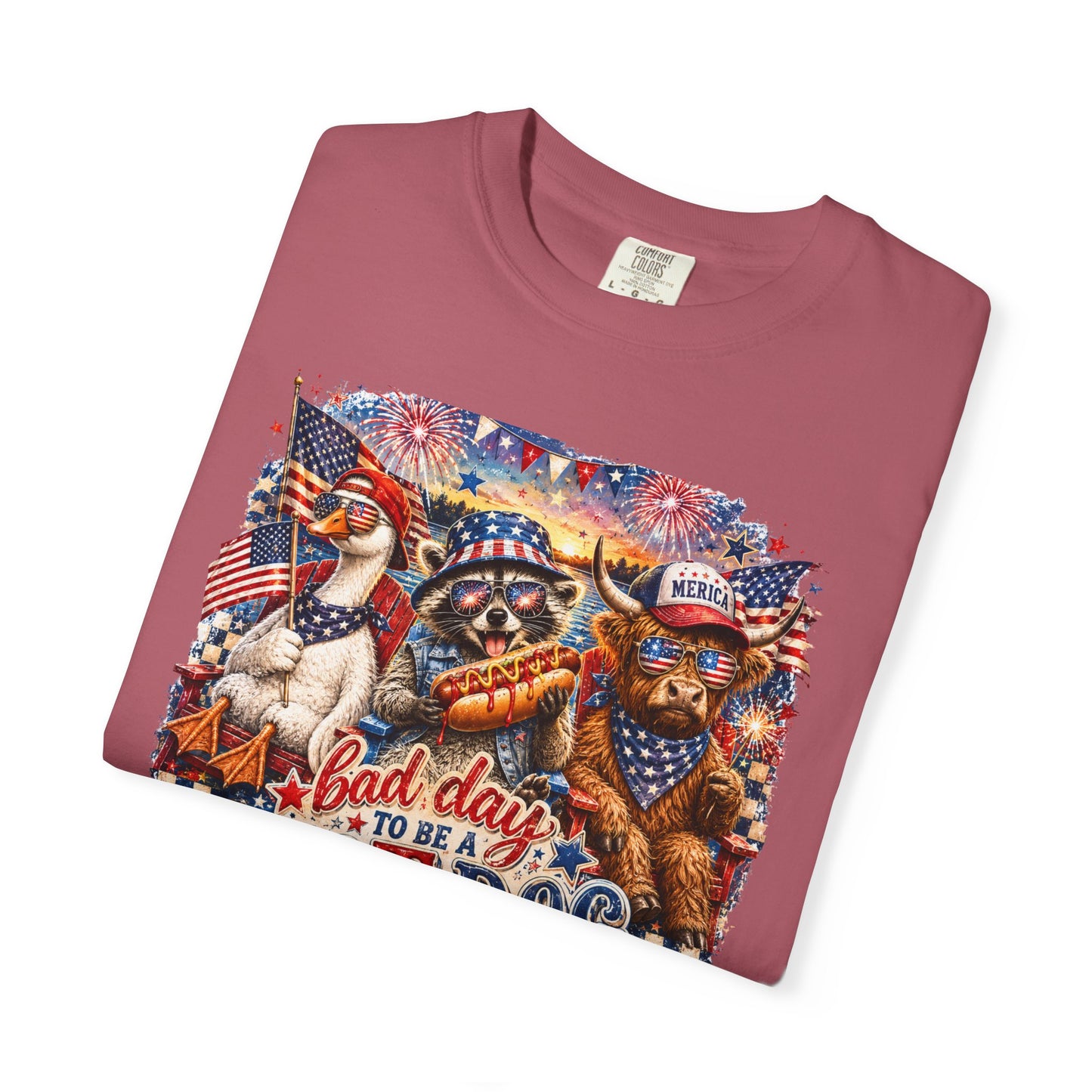 Patriotic 'Born to Be a Hot Dog' Graphic T-Shirt