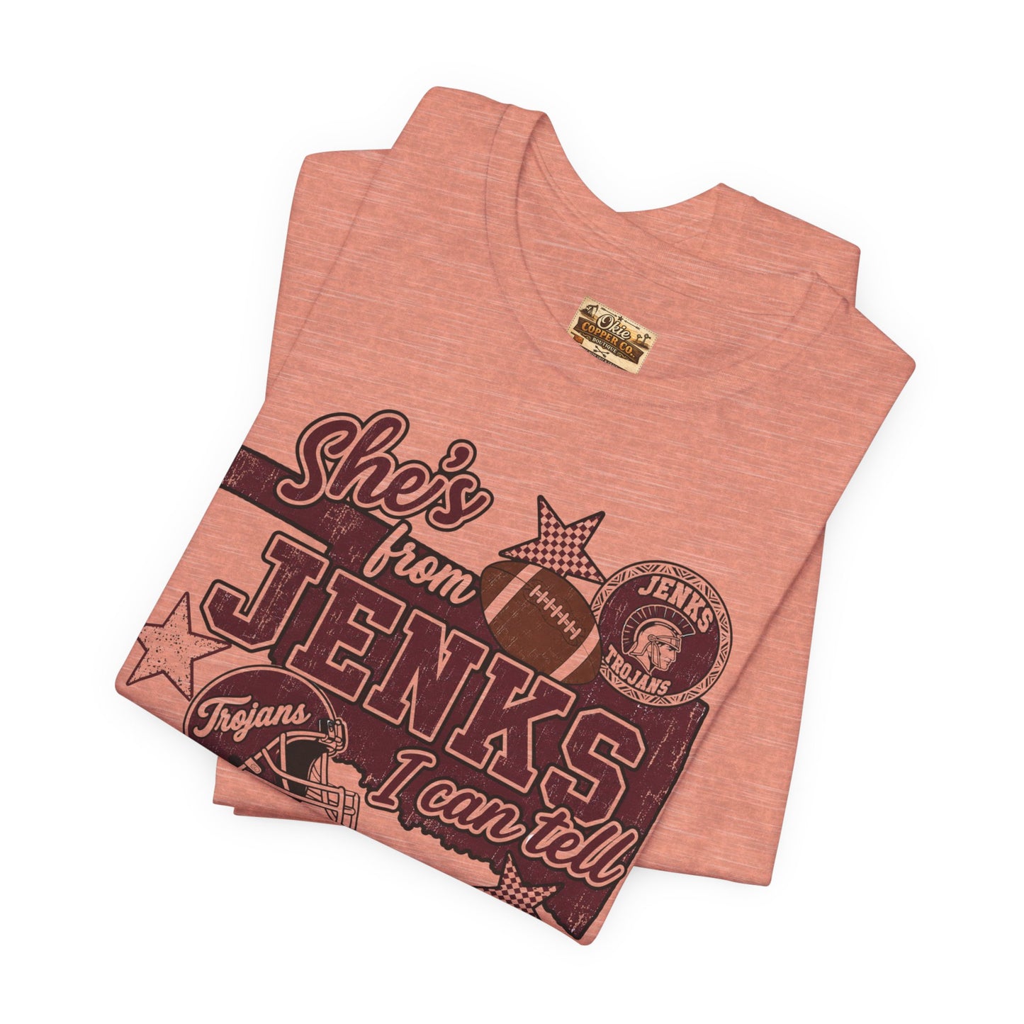 She's from Jenks Tee — Vintage High School Football Graphic T-Shirt