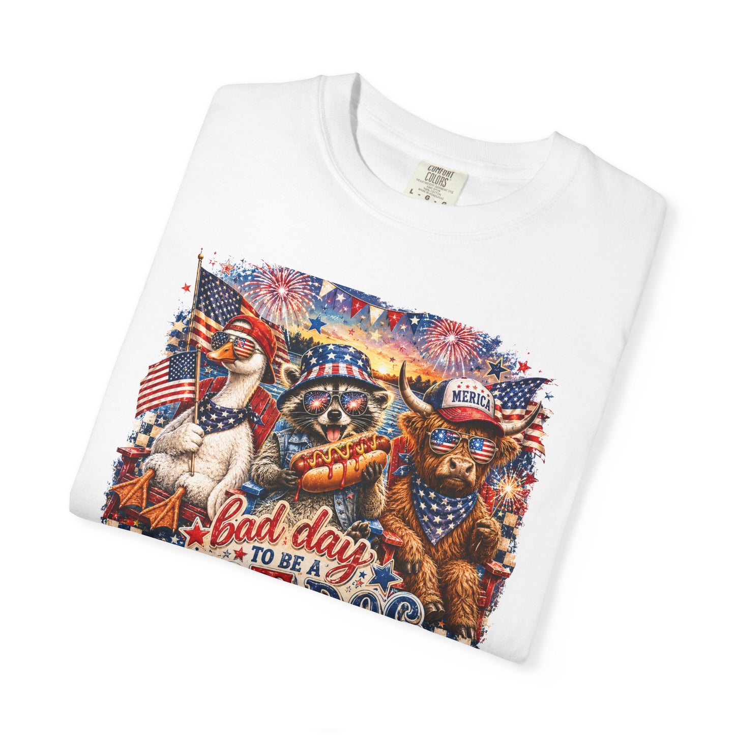 Patriotic 'Born to Be a Hot Dog' Graphic T-Shirt