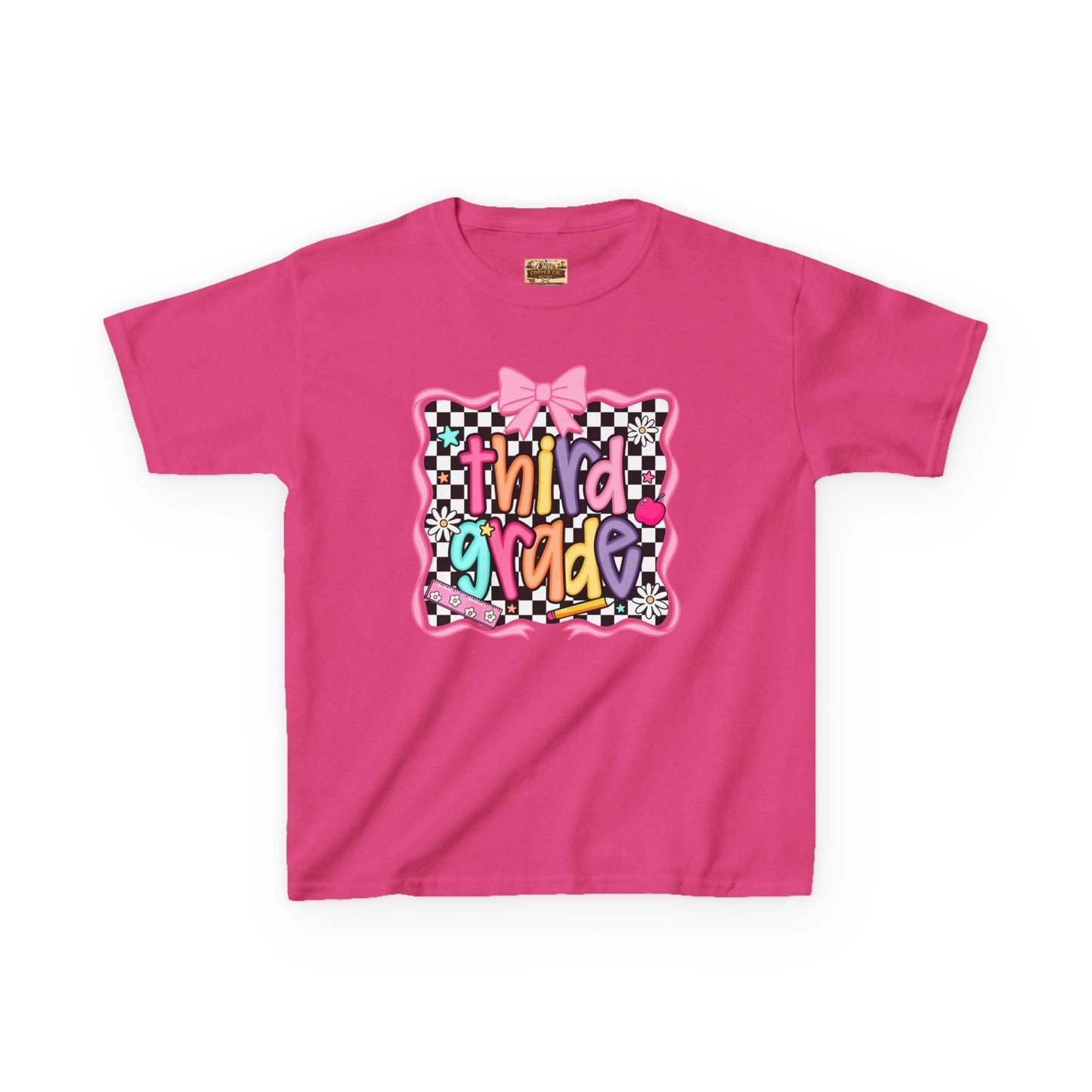 Third Grade Kids T-Shirt — Colorful Back-to-School Tee with Bow