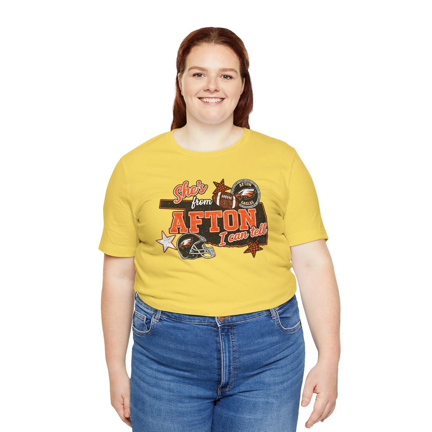 Afton Football Town Retro Graphic Tee — "Shes from Afton I can too"