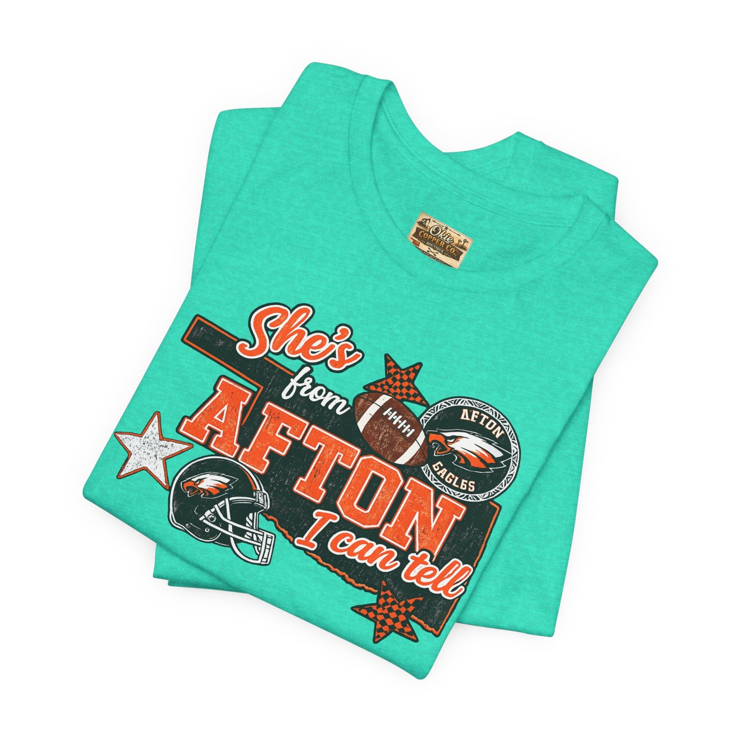 Afton Football Town Retro Graphic Tee — "Shes from Afton I can too"