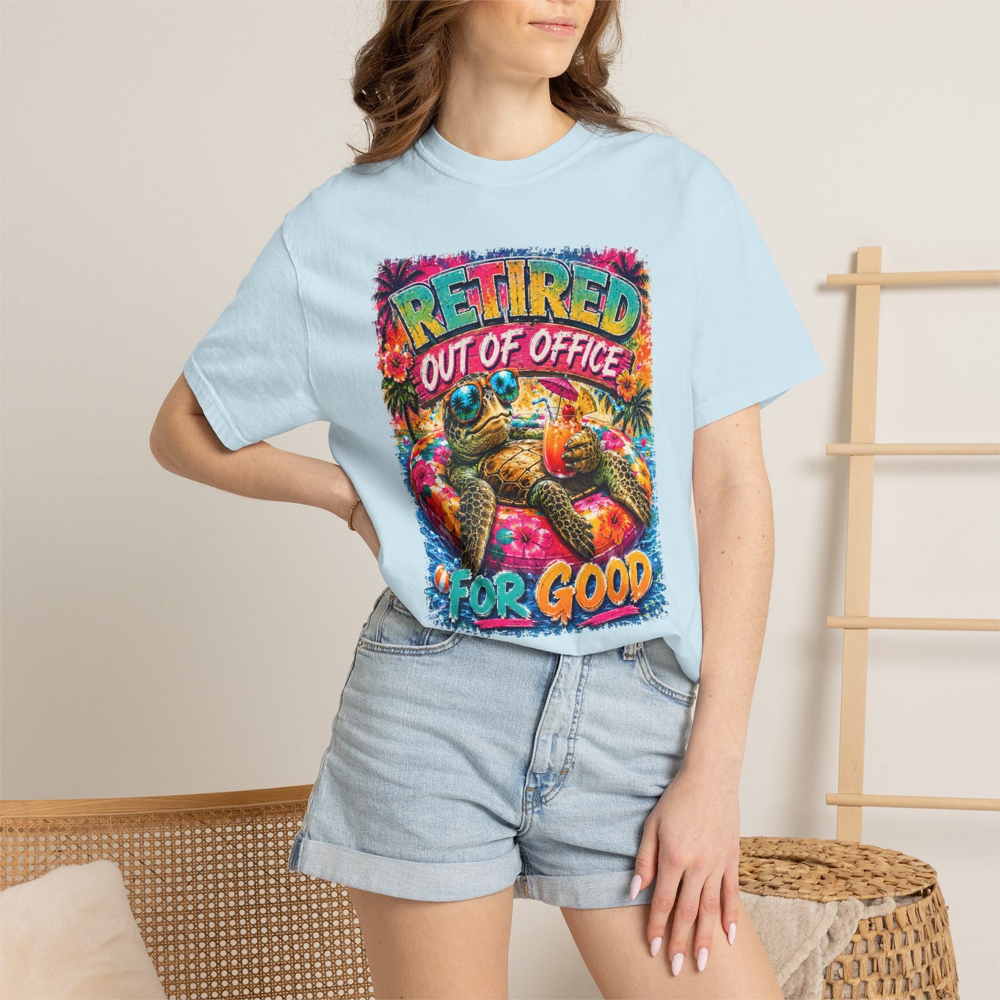 Retired Out of Office For Good T-Shirt — Funny Retirement Turtle Tee