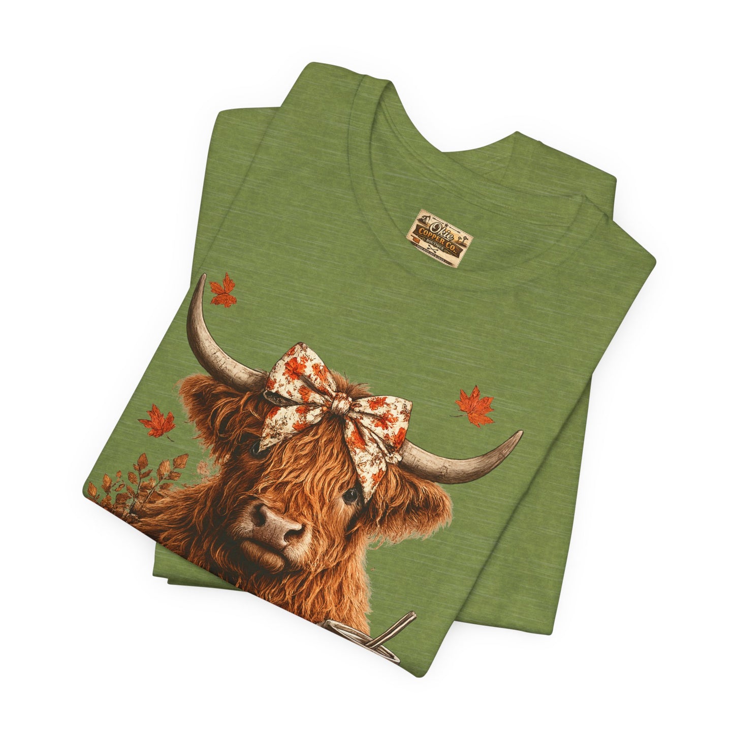 Autumn Highland Cow Tee — Fall Pumpkin Latte Graphic T-Shirt