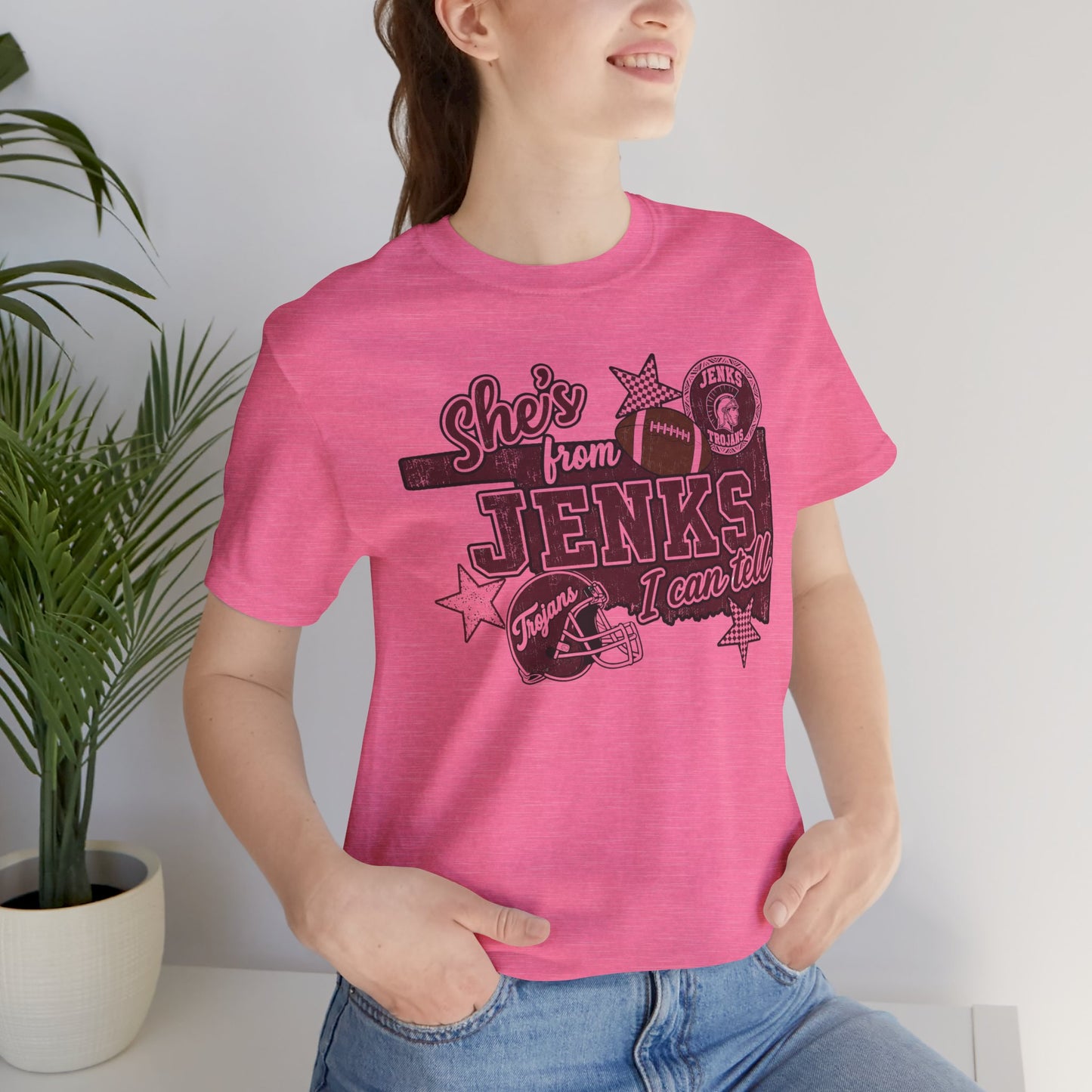 She's from Jenks Tee — Vintage High School Football Graphic T-Shirt