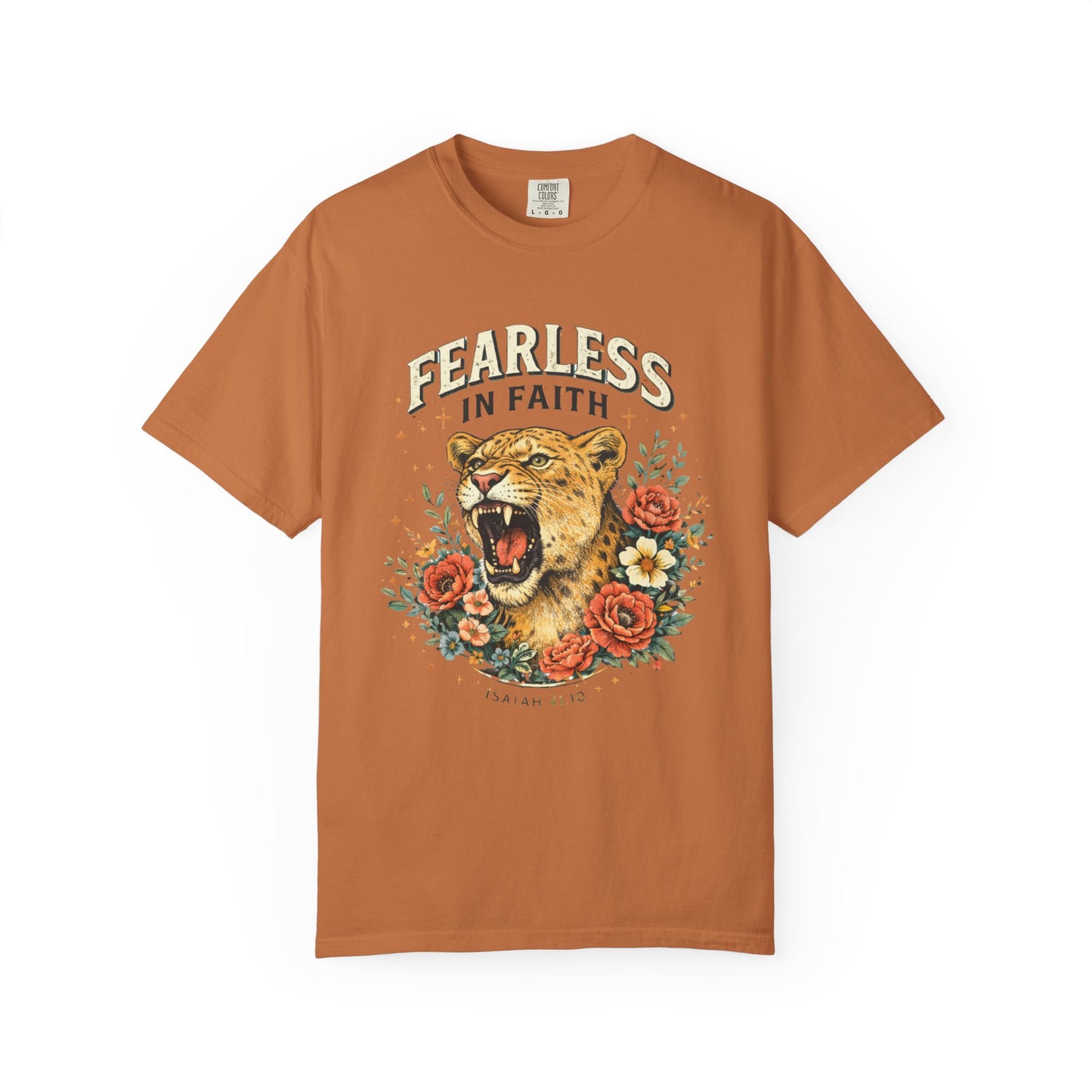 Fearless in Faith Lion T-Shirt — Floral Vintage Christian Graphic Tee