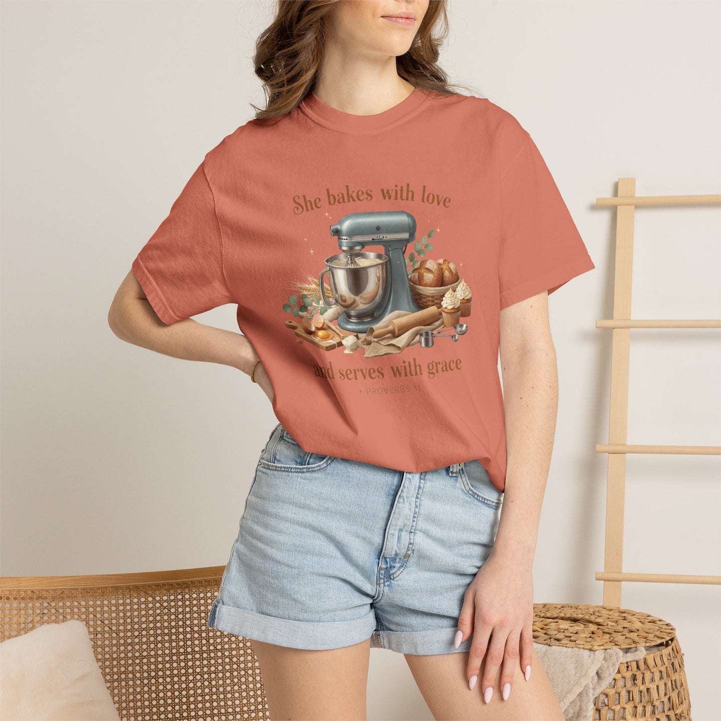 Baker’s Grace T-Shirt – "She bakes with love and serves with grace" Kitchen Tee