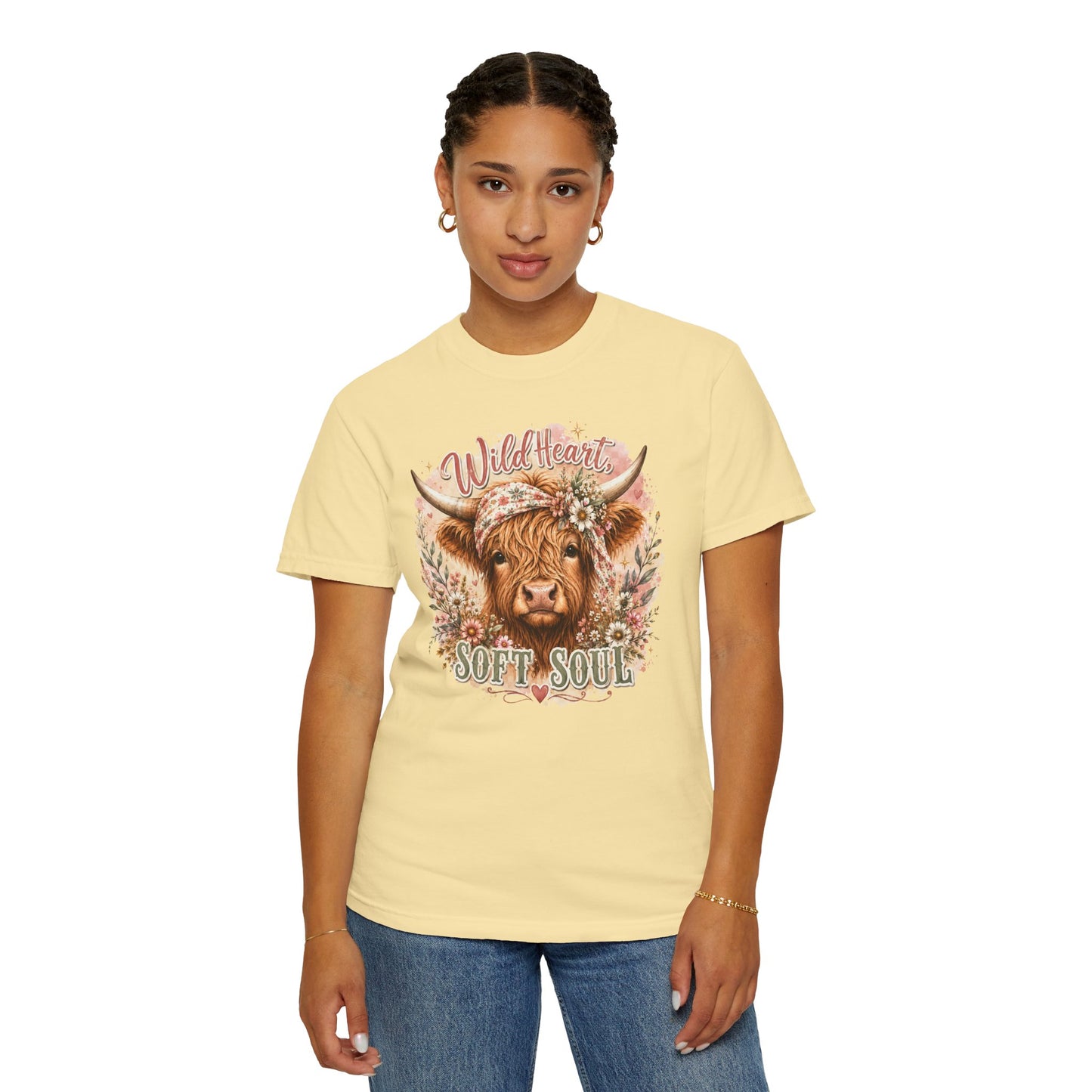T-Shirt — “Wild Heart, Soft Soul” Highland Cow Graphic Tee
