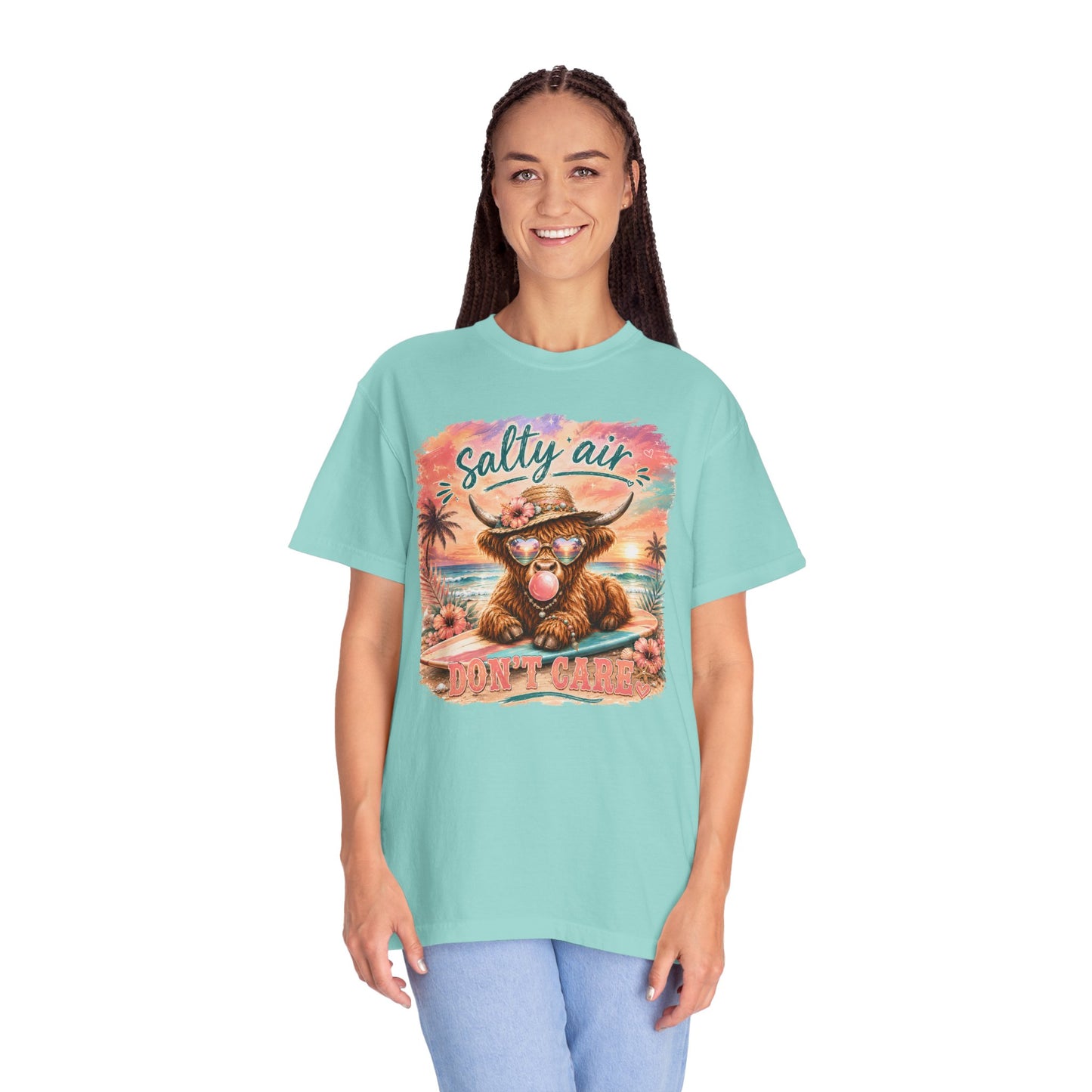 Salty Air "Don't Care" Beach Cow Graphic T-Shirt
