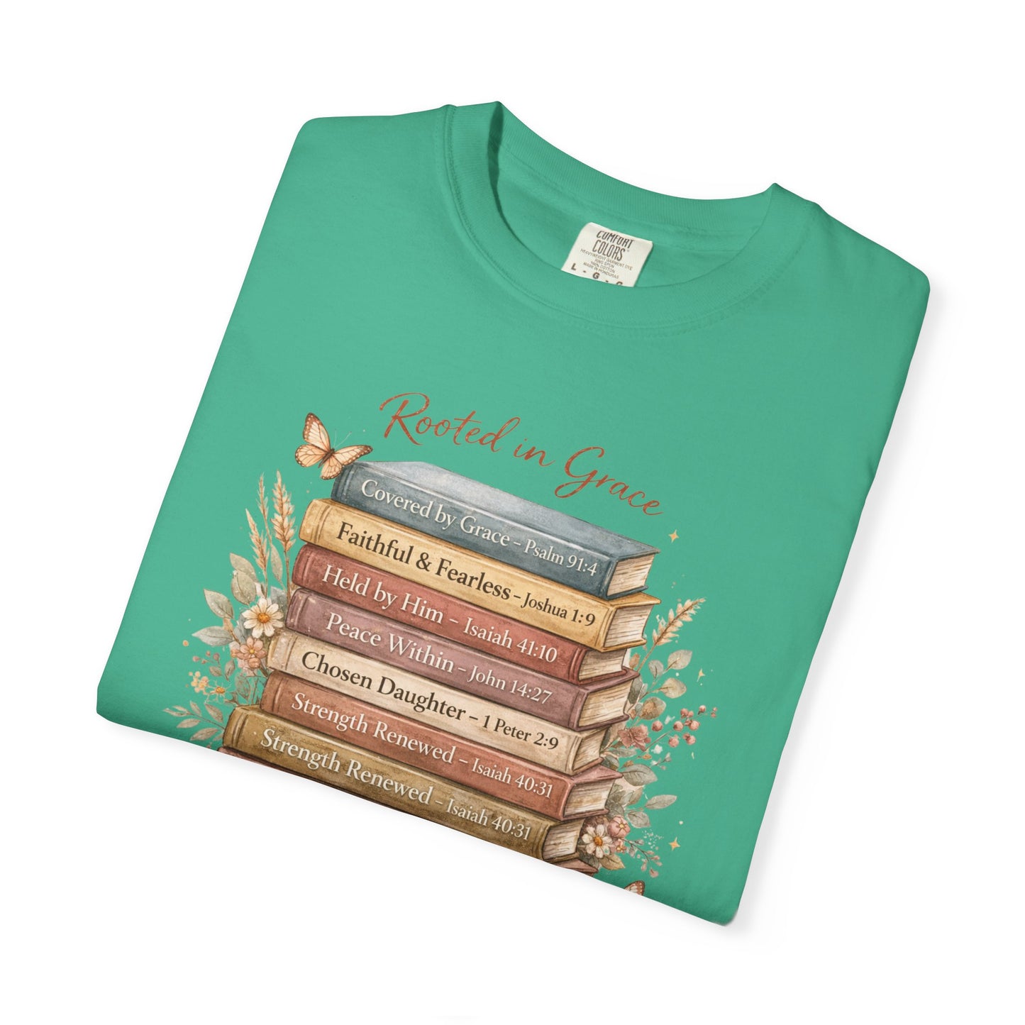 Mama of Faith Book Stack T‑Shirt — Rooted in Grace Christian Mother's Tee