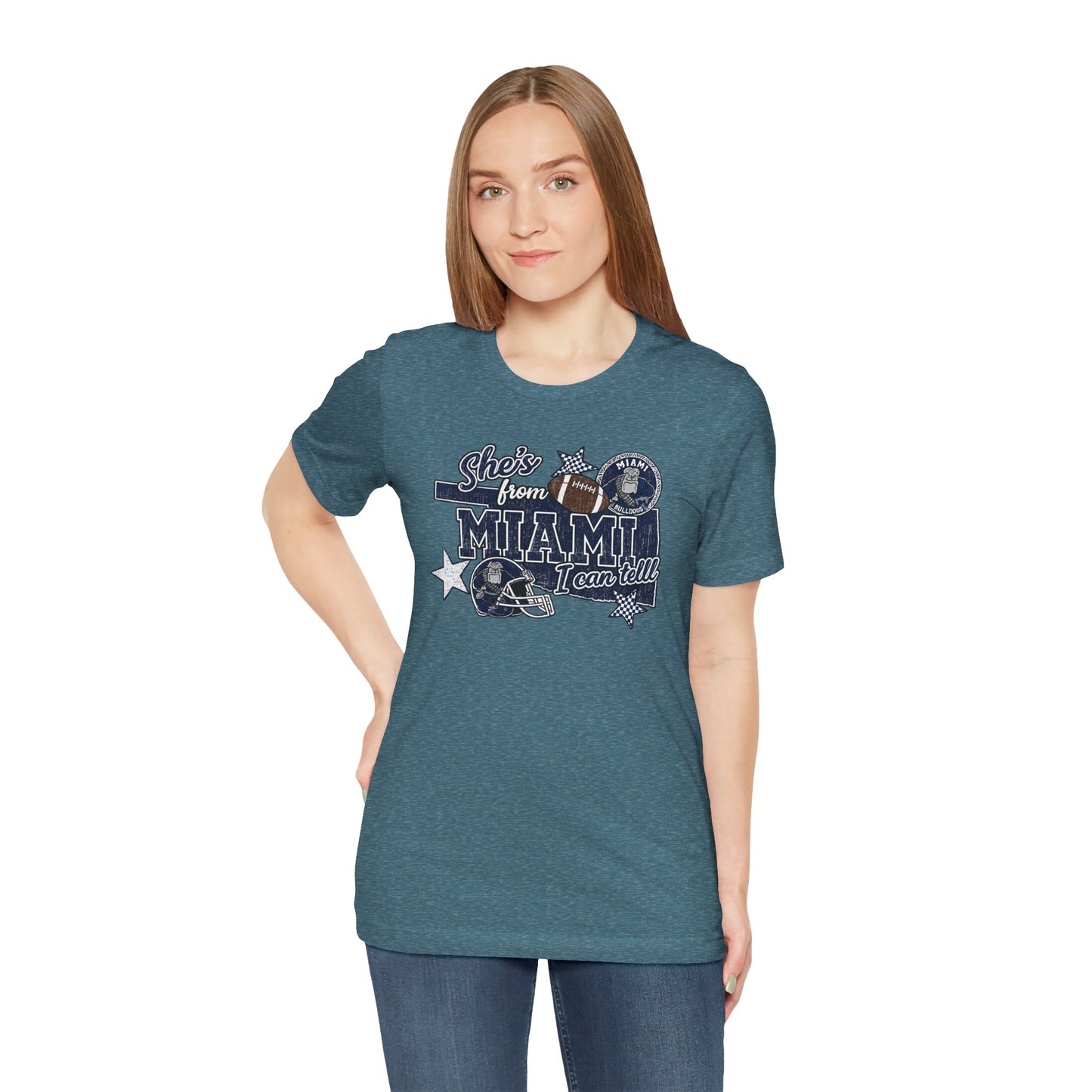 She's From Miami Graphic Tee — Retro Football Fan Shirt