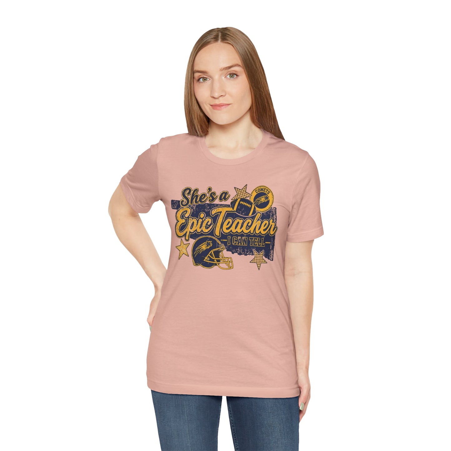 Epic Teacher Football T-Shirt — "She's a Epic Teacher" Coach & School Spirit Tee