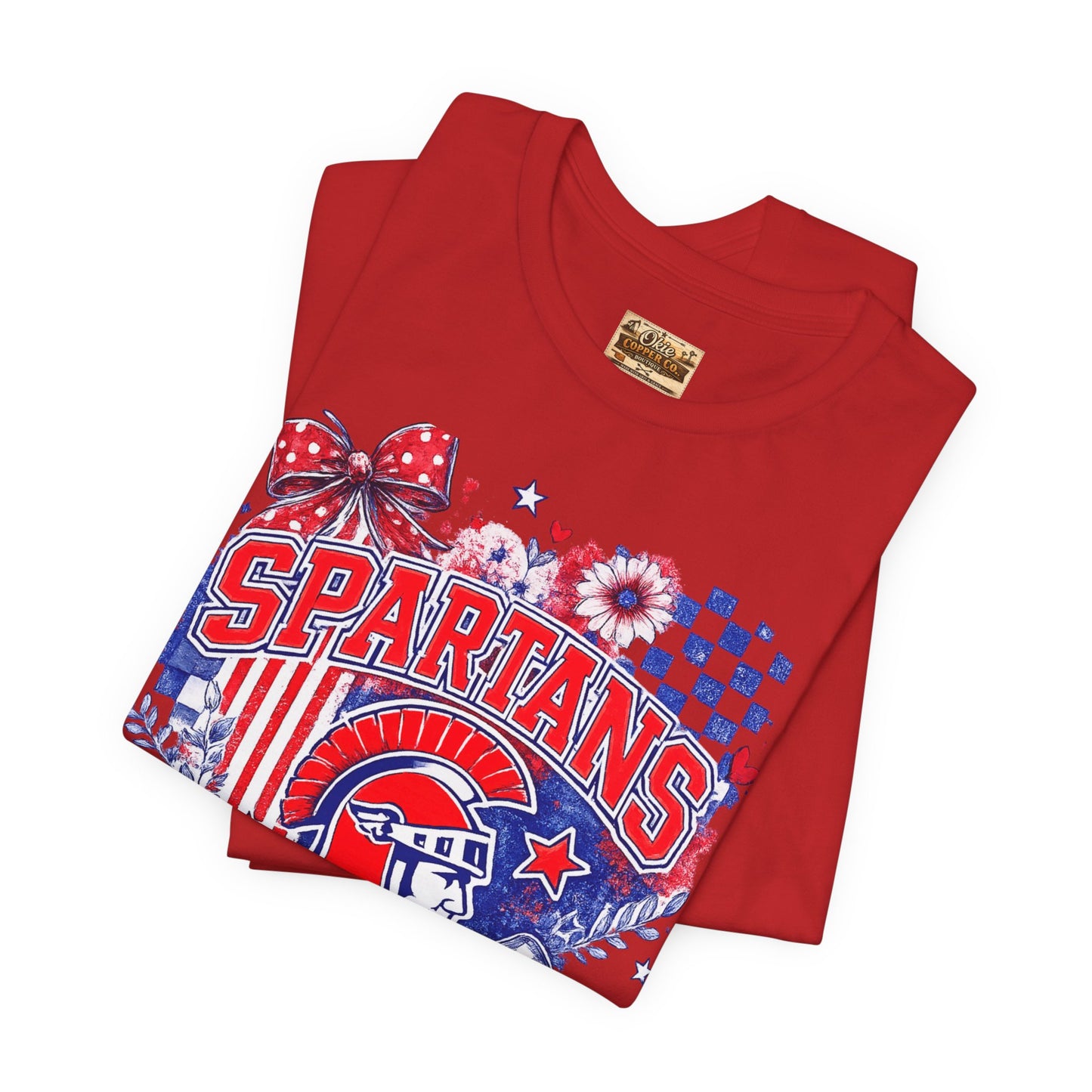 Spartans Pride Graphic Tee — Red, White & Blue School Spirit T-Shirt