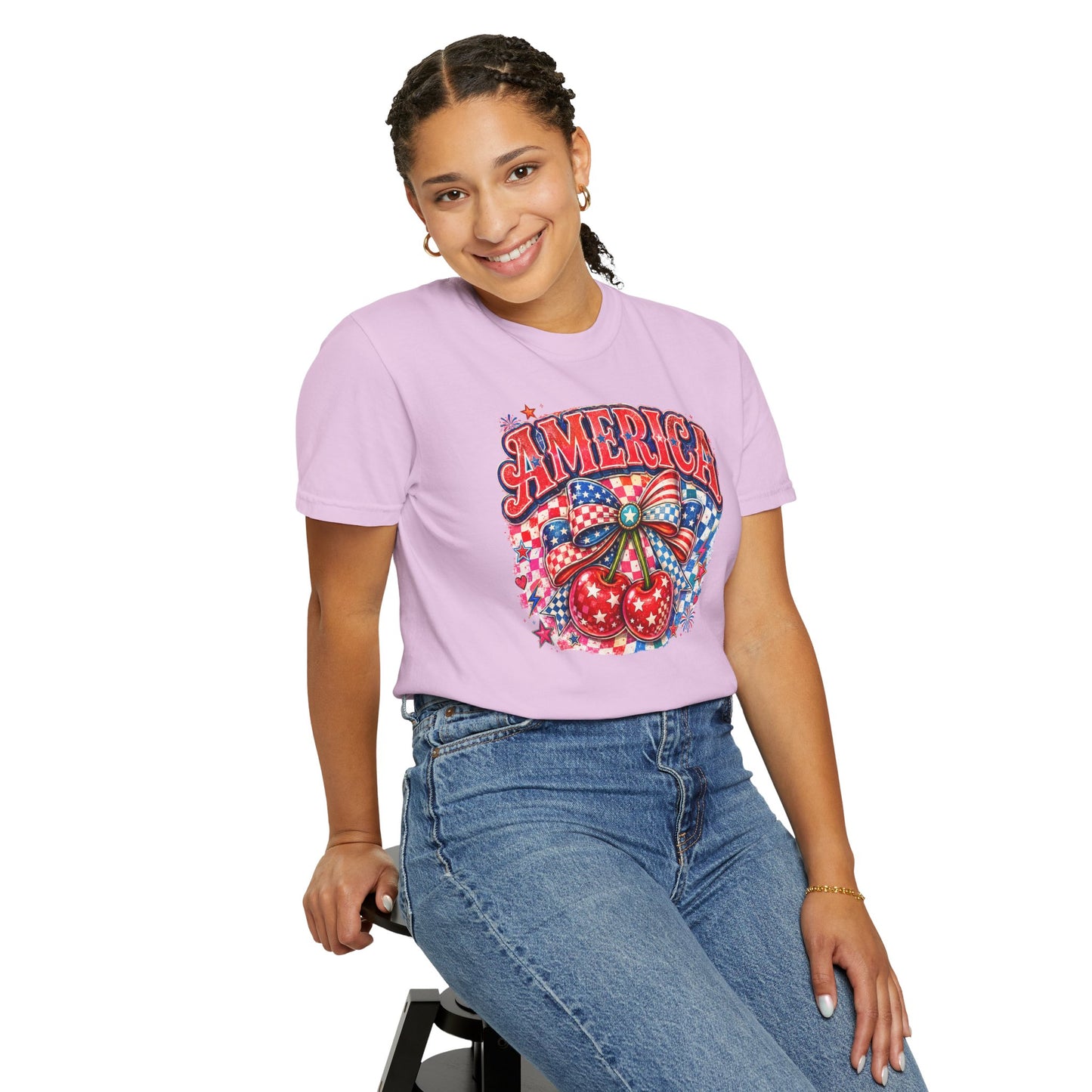 America Cherry Graphic T-Shirt — Patriotic 4th of July Tee