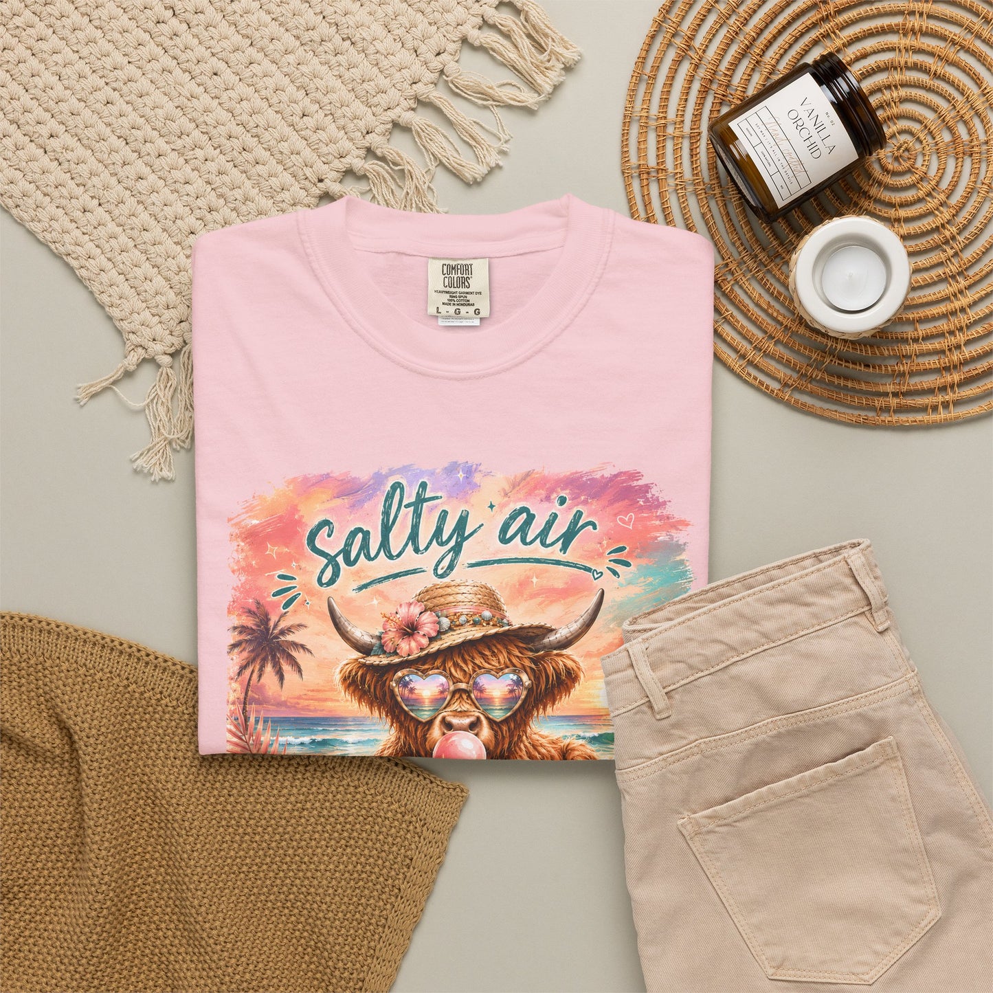 Salty Air "Don't Care" Beach Cow Graphic T-Shirt