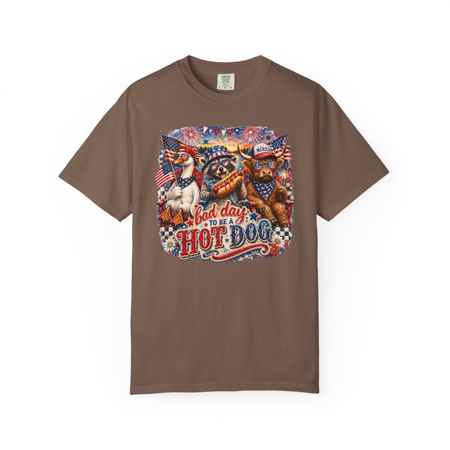 Patriotic 'Born to Be a Hot Dog' Graphic T-Shirt