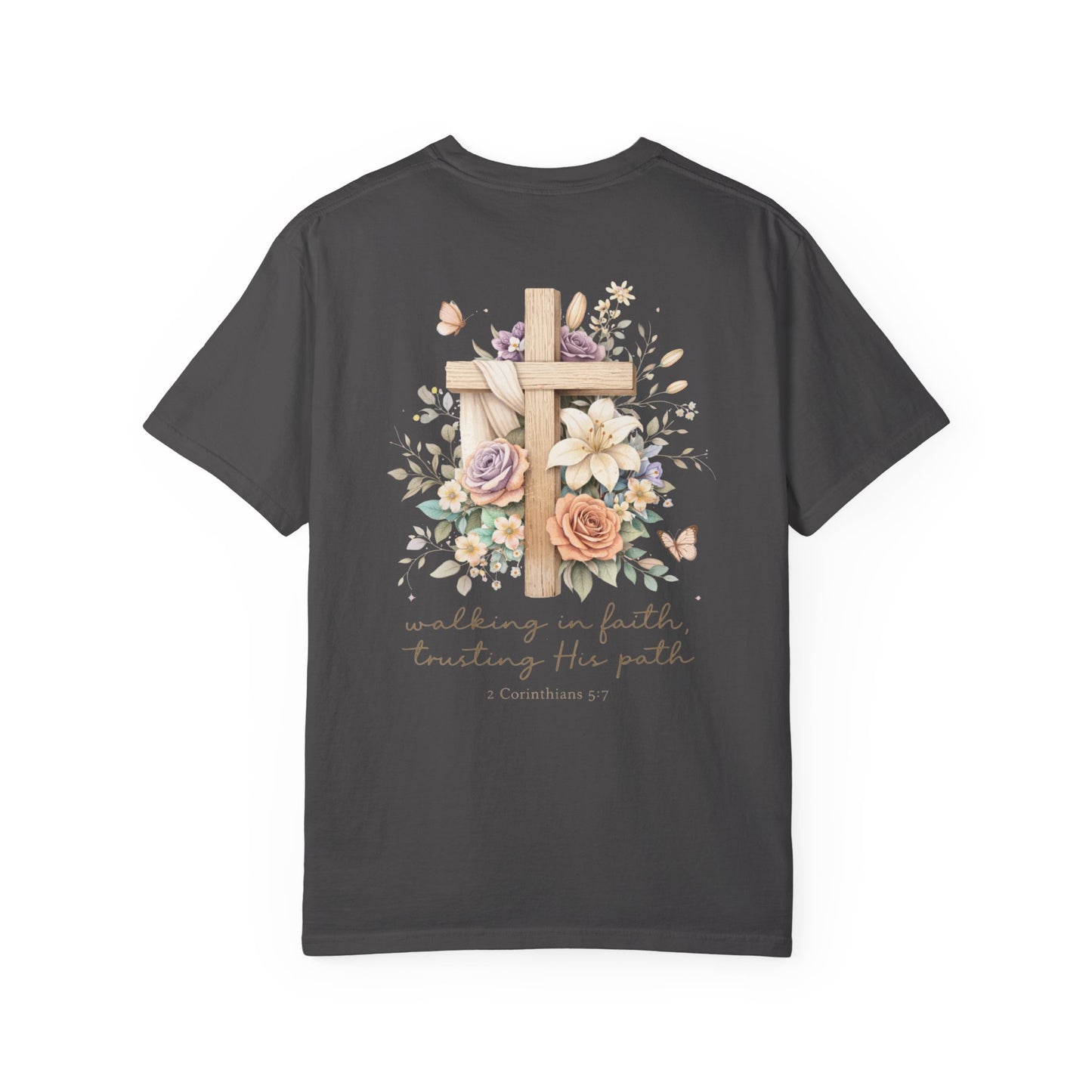 Jesus Is the Light T-Shirt — Floral Cross Christian Tee (Walking in Faith)