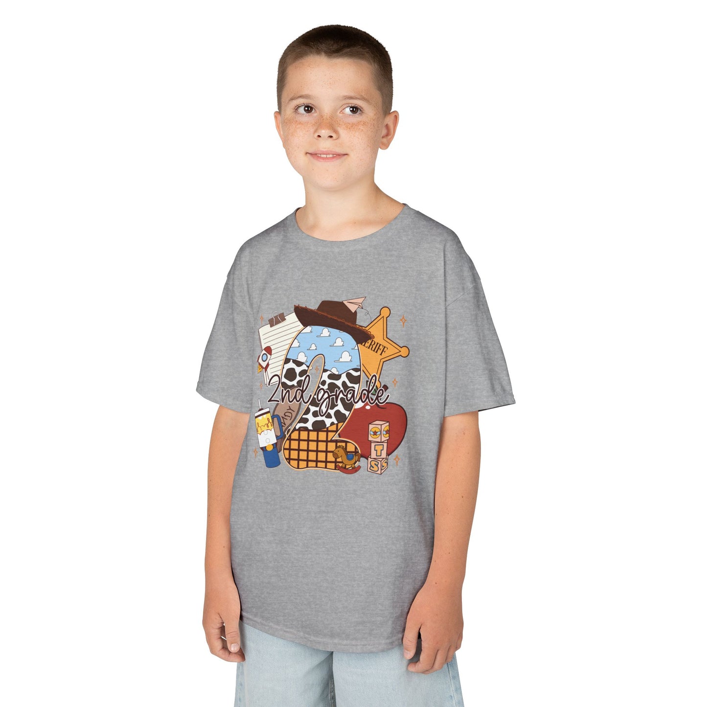 Kids Graphic Tee — Cute Western Sheriff Skull Cowboy Design
