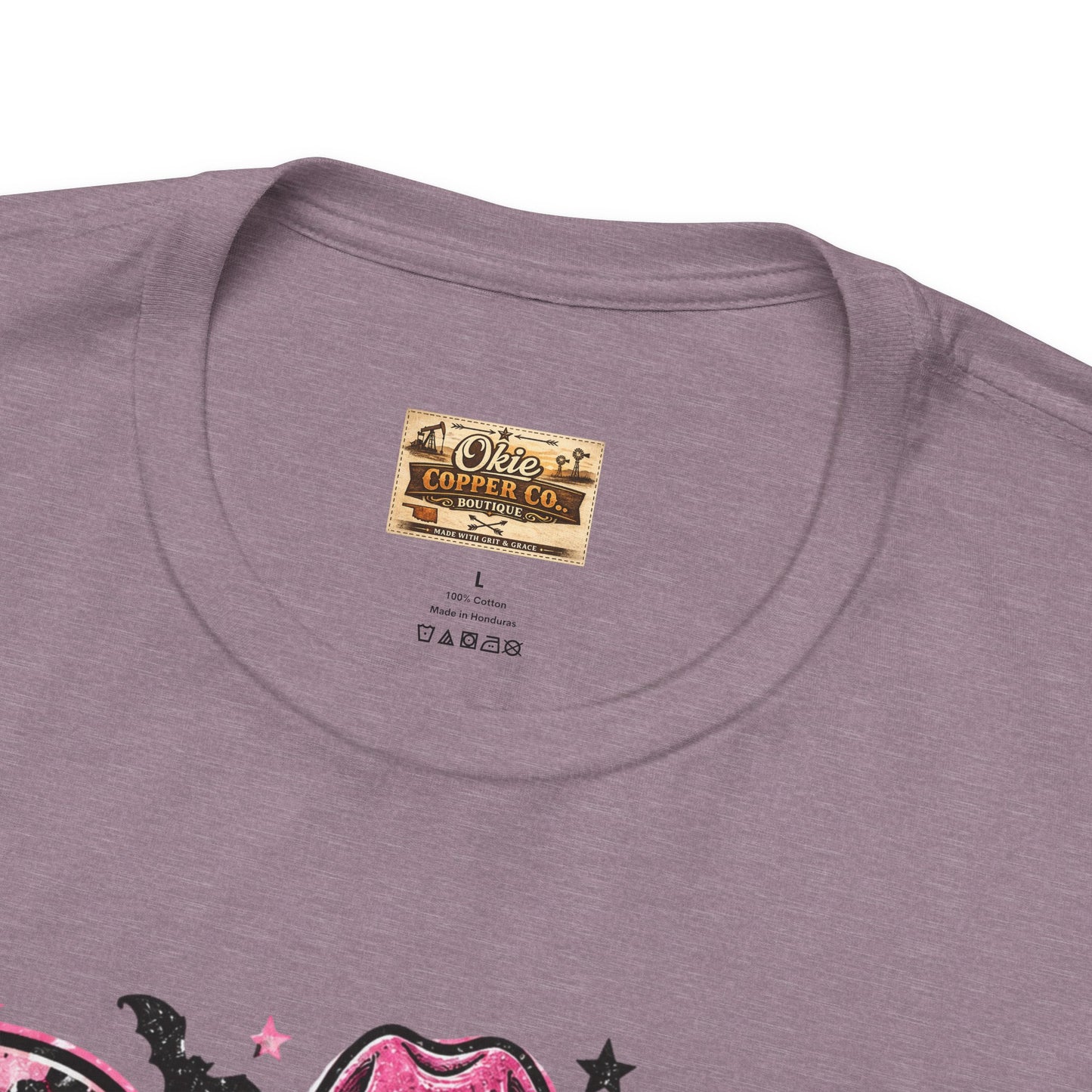 Boo Pink Leopard Ghost Tee — Cute Cowgirl Halloween T-Shirt