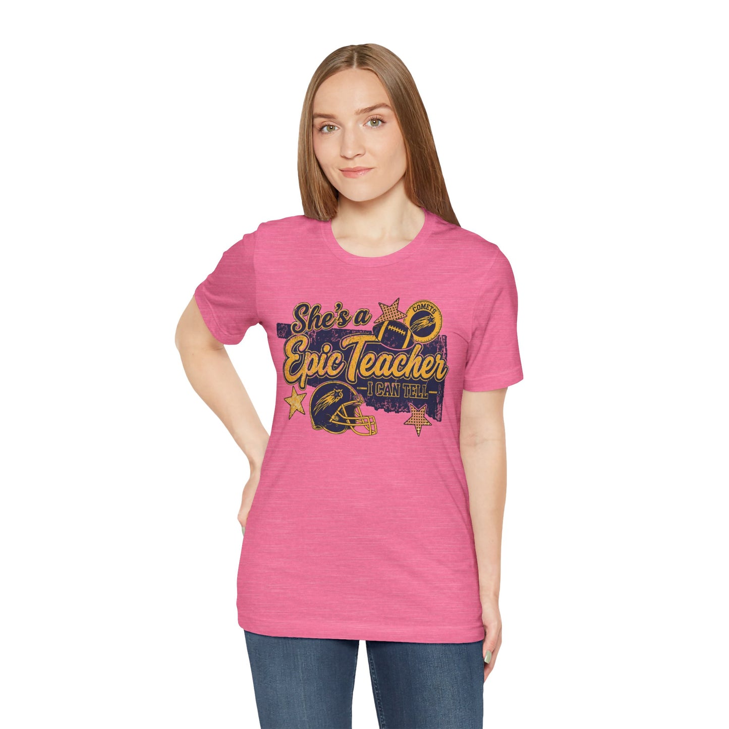 Epic Teacher Football T-Shirt — "She's a Epic Teacher" Coach & School Spirit Tee